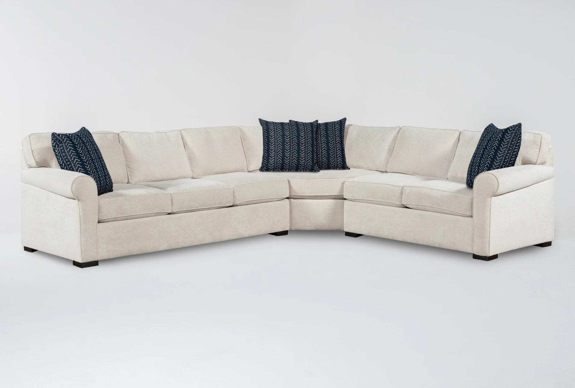 elm ii microfiber foam 127"  3 piece modular l-shaped sectional with left arm facing sofa
