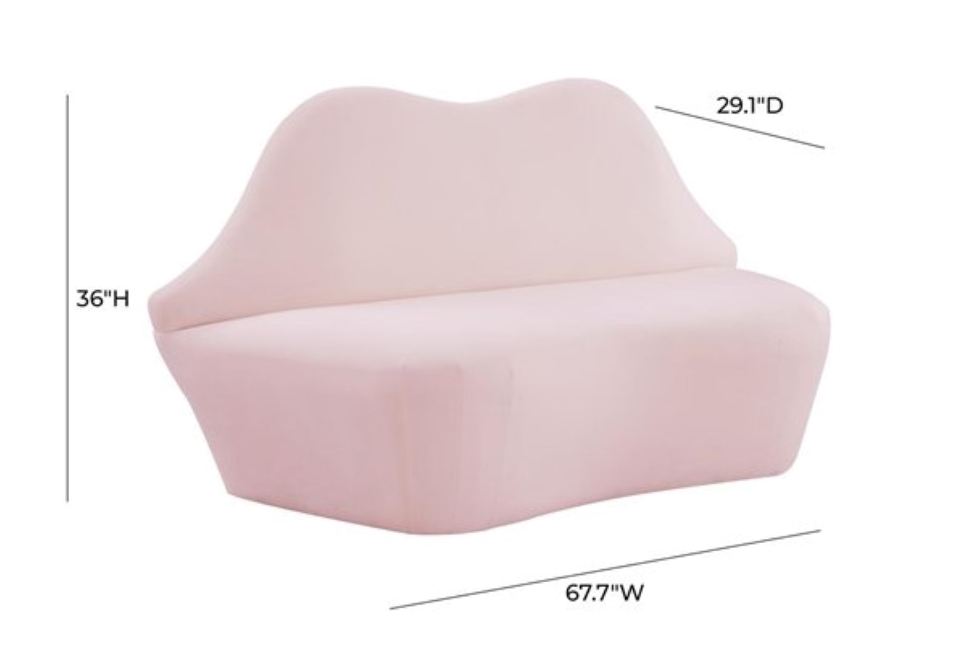 pucker pink blush velvet fabric settee | curved 9 pucker pink blush velvet fabric settee | curved
