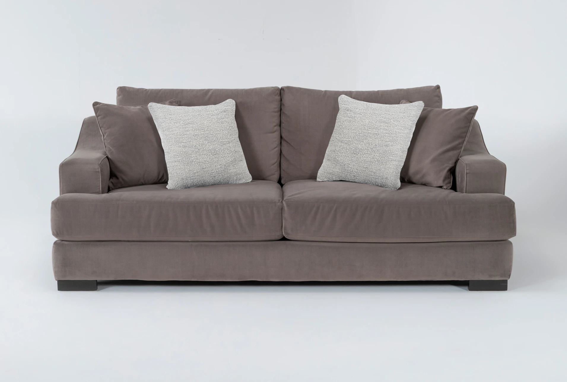 lodge 96" grey performance fabric velvet sofa