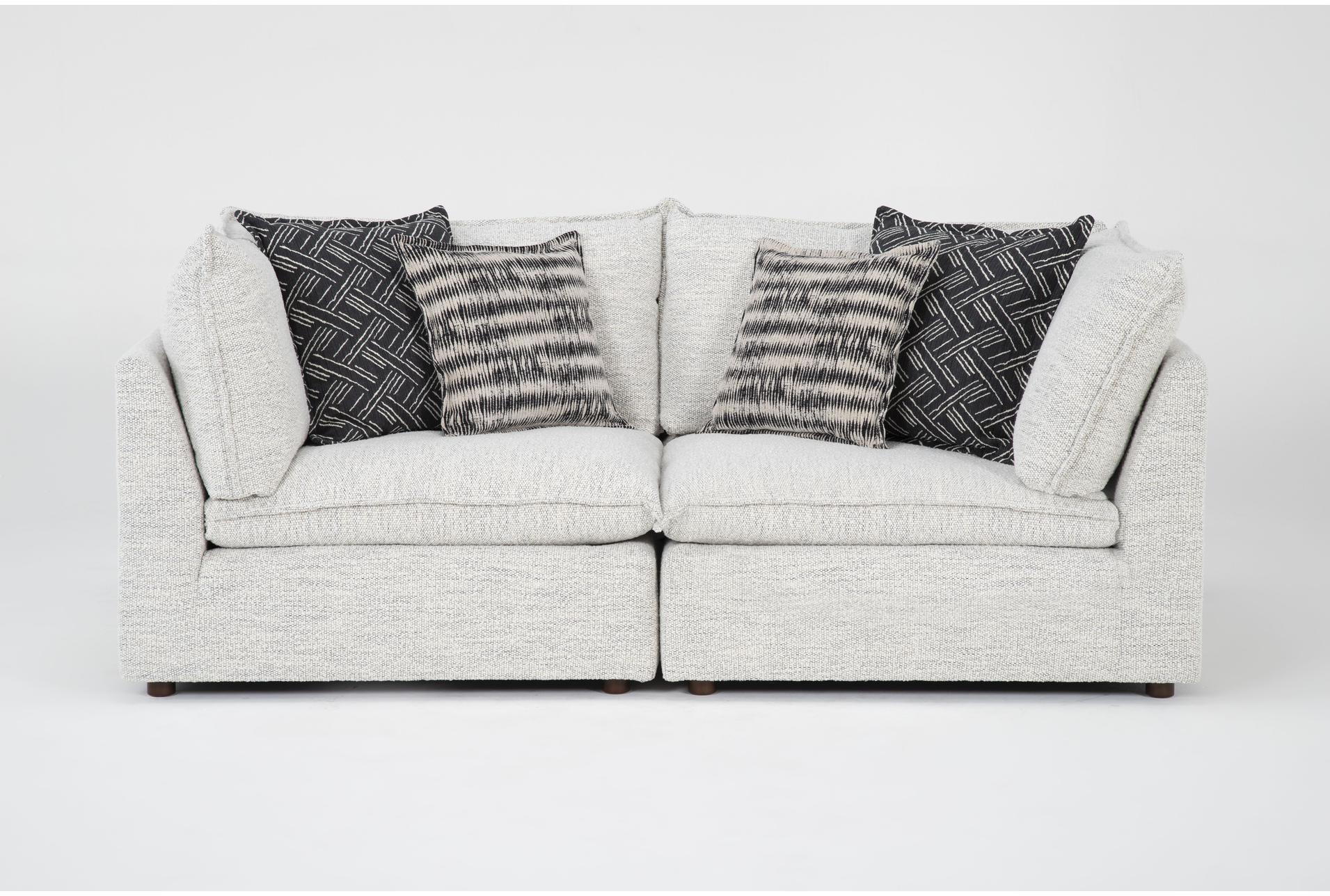 weekend white performance fabric 2 piece modular loveseat | track arms 1 weekend white performance fabric 2 piece modular loveseat | track arms