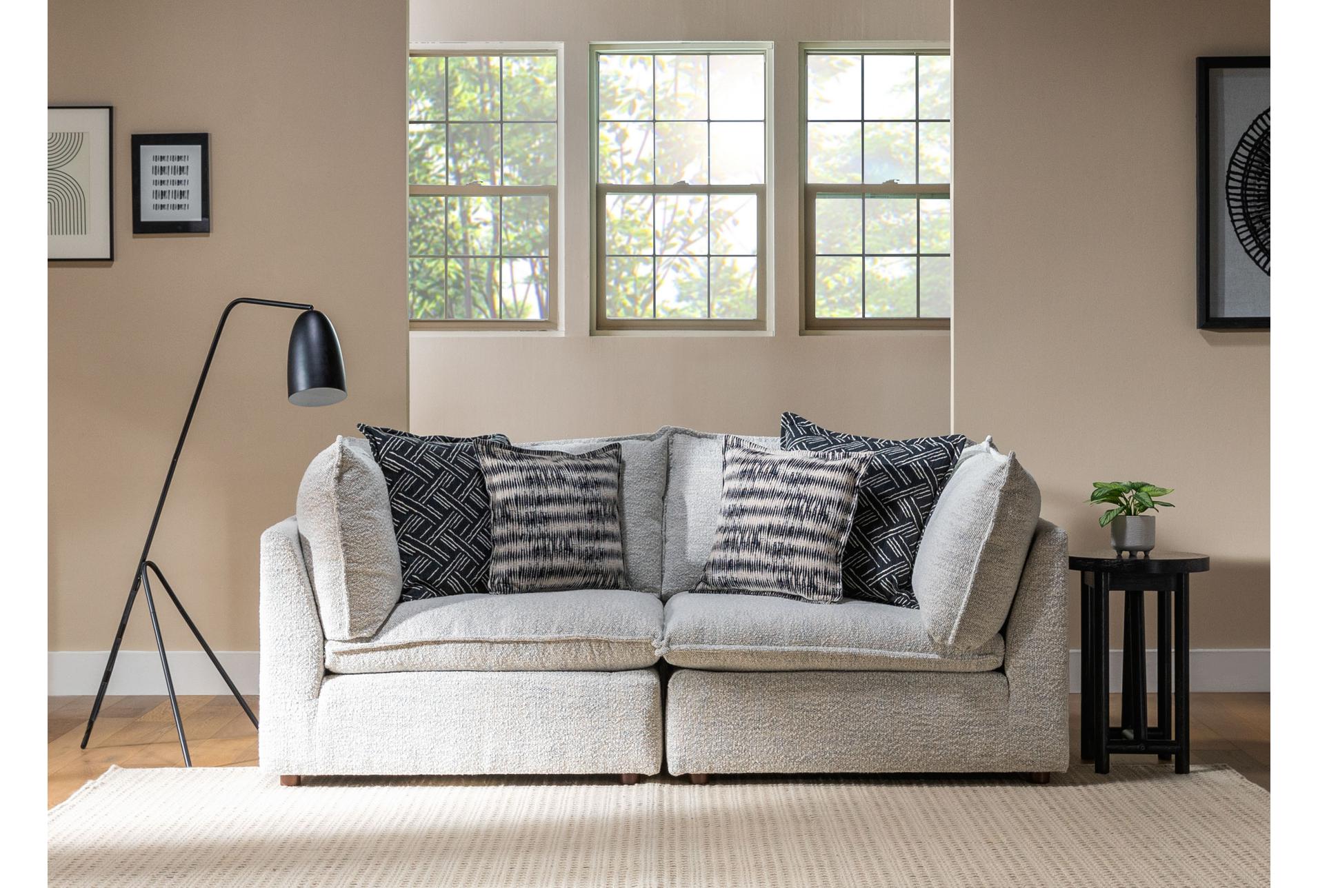 weekend white performance fabric 2 piece modular loveseat | track arms 14 weekend white performance fabric 2 piece modular loveseat | track arms