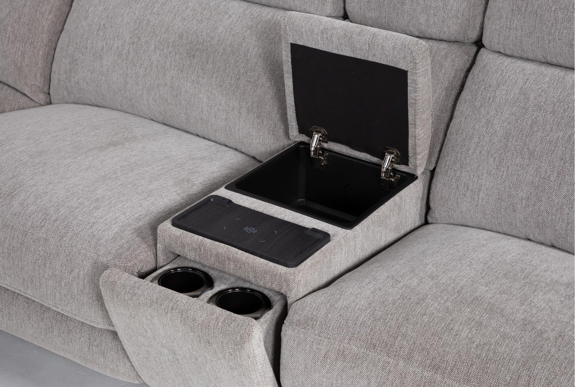 felix grey 141" 7 piece power reclining modular sectional with storage console left arm facing chaise wireless charging cupholders & usb 20 felix grey 141" 7 piece power reclining modular sectional with storage console left arm facing chaise wireless charging cupholders & usb