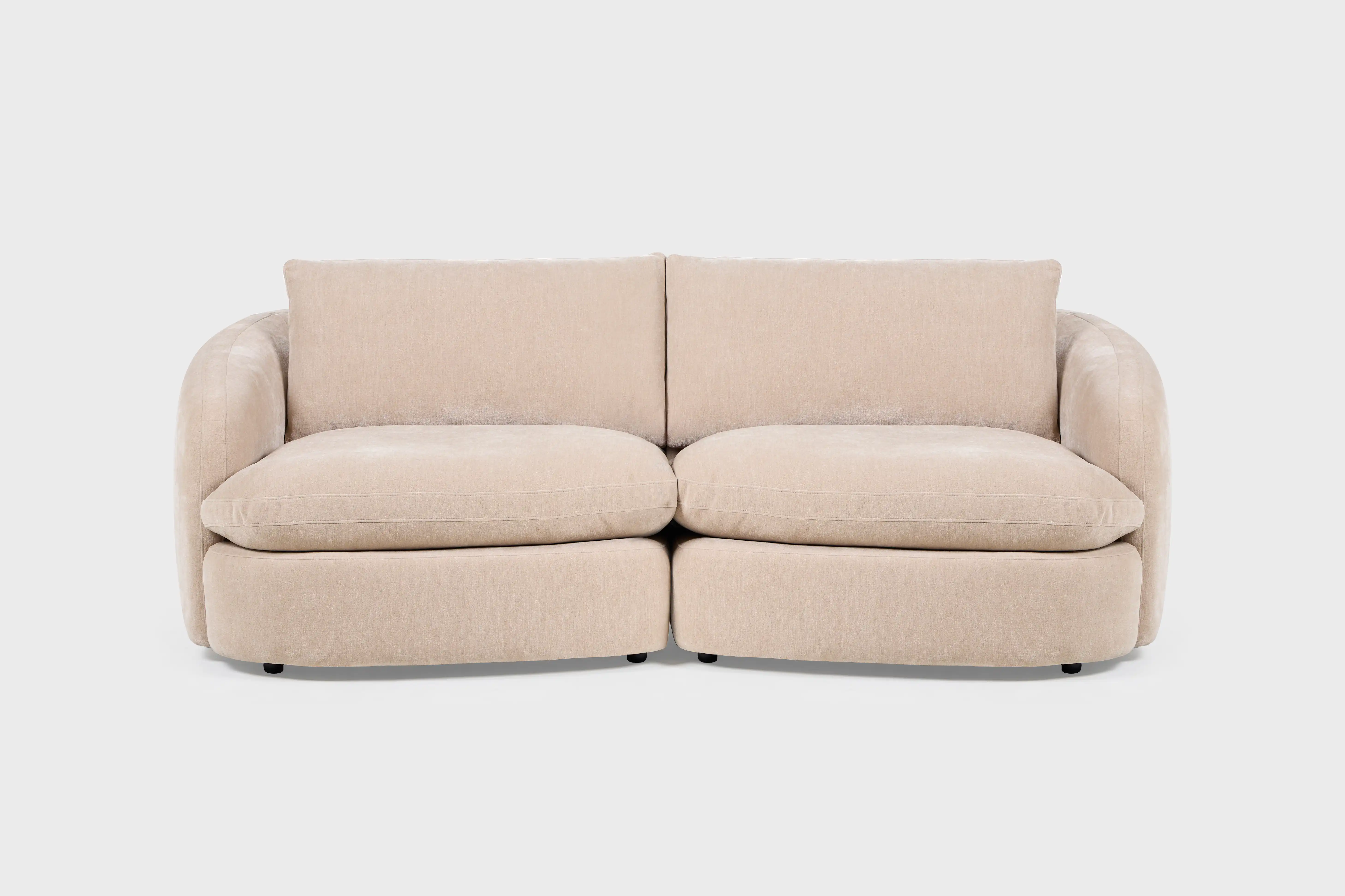 kendall 98" sand beige fabric cloud-like 2 piece curved modular loveseat 1 kendall 98" sand beige fabric cloud-like 2 piece curved modular loveseat