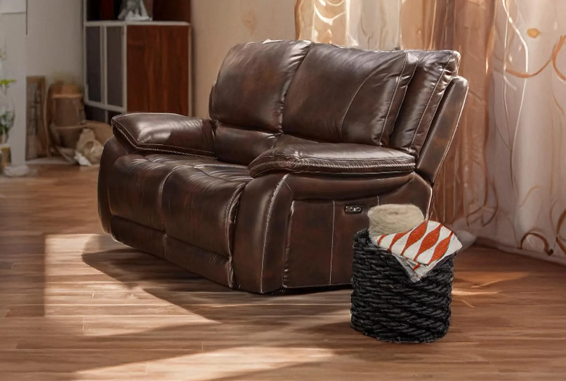 bainbridge leather 69" power reclining loveseat with power headrest & usb 1 bainbridge leather 69" power reclining loveseat with power headrest & usb