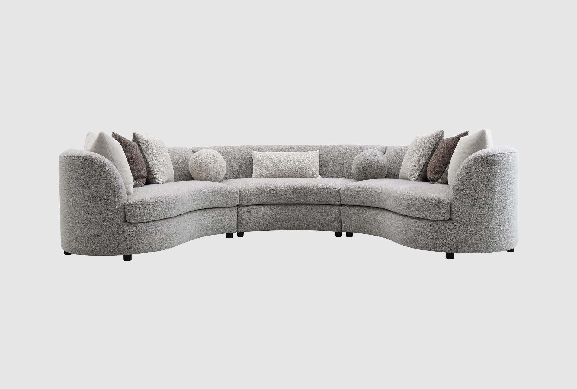 ivria grey boucle 215" curved sectional | fabric 1 ivria grey boucle 215" curved sectional | fabric