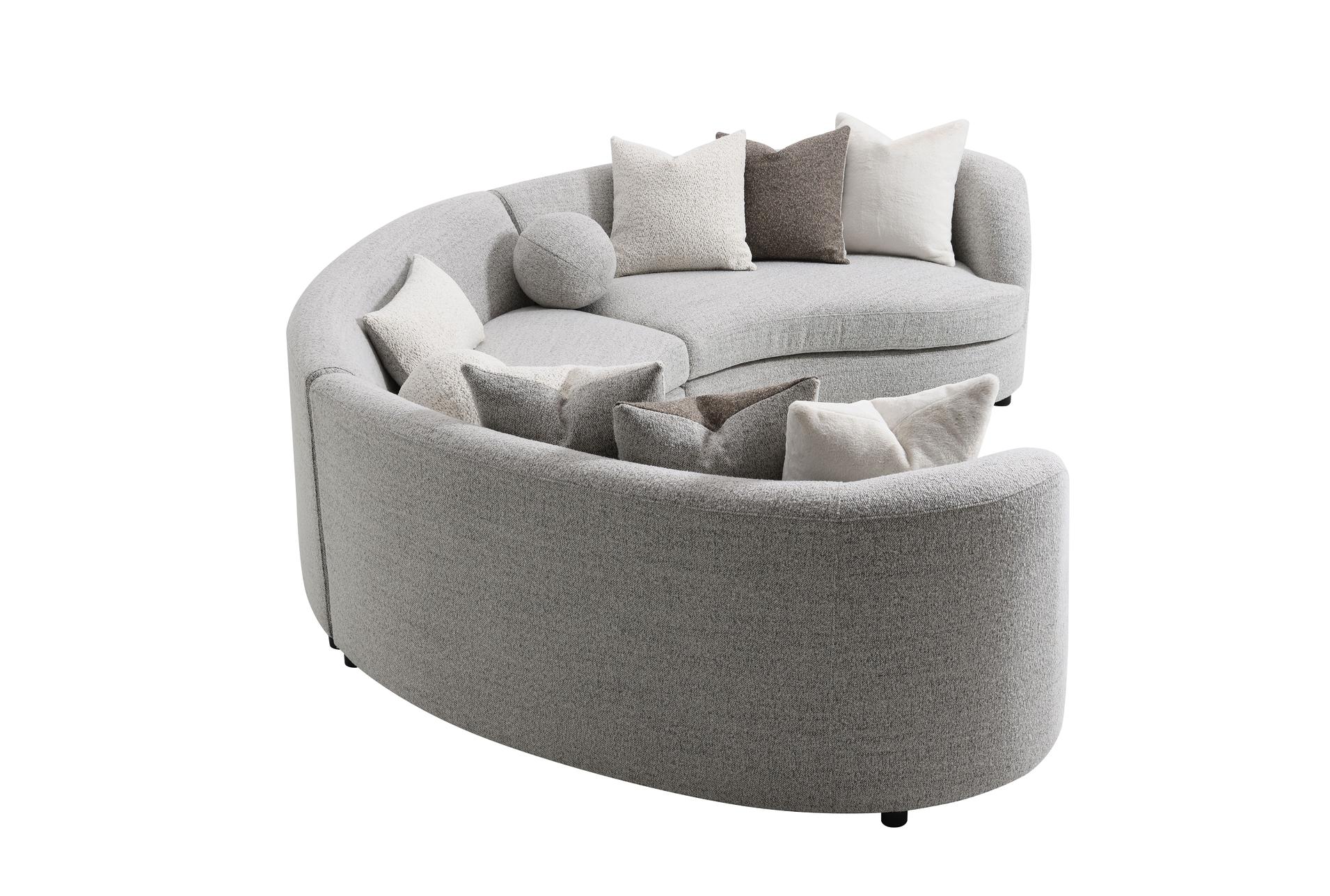 ivria grey boucle 215" curved sectional | fabric 9 ivria grey boucle 215" curved sectional | fabric
