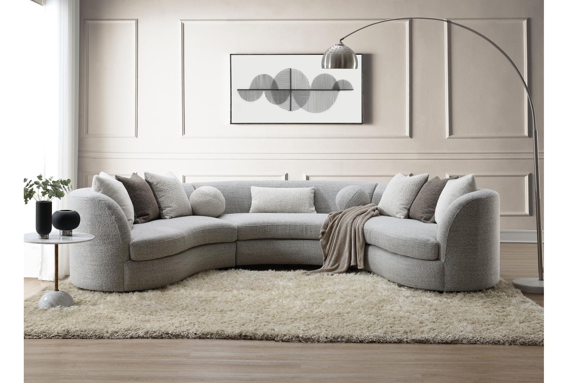 ivria grey boucle 215" curved sectional | fabric 10 ivria grey boucle 215" curved sectional | fabric