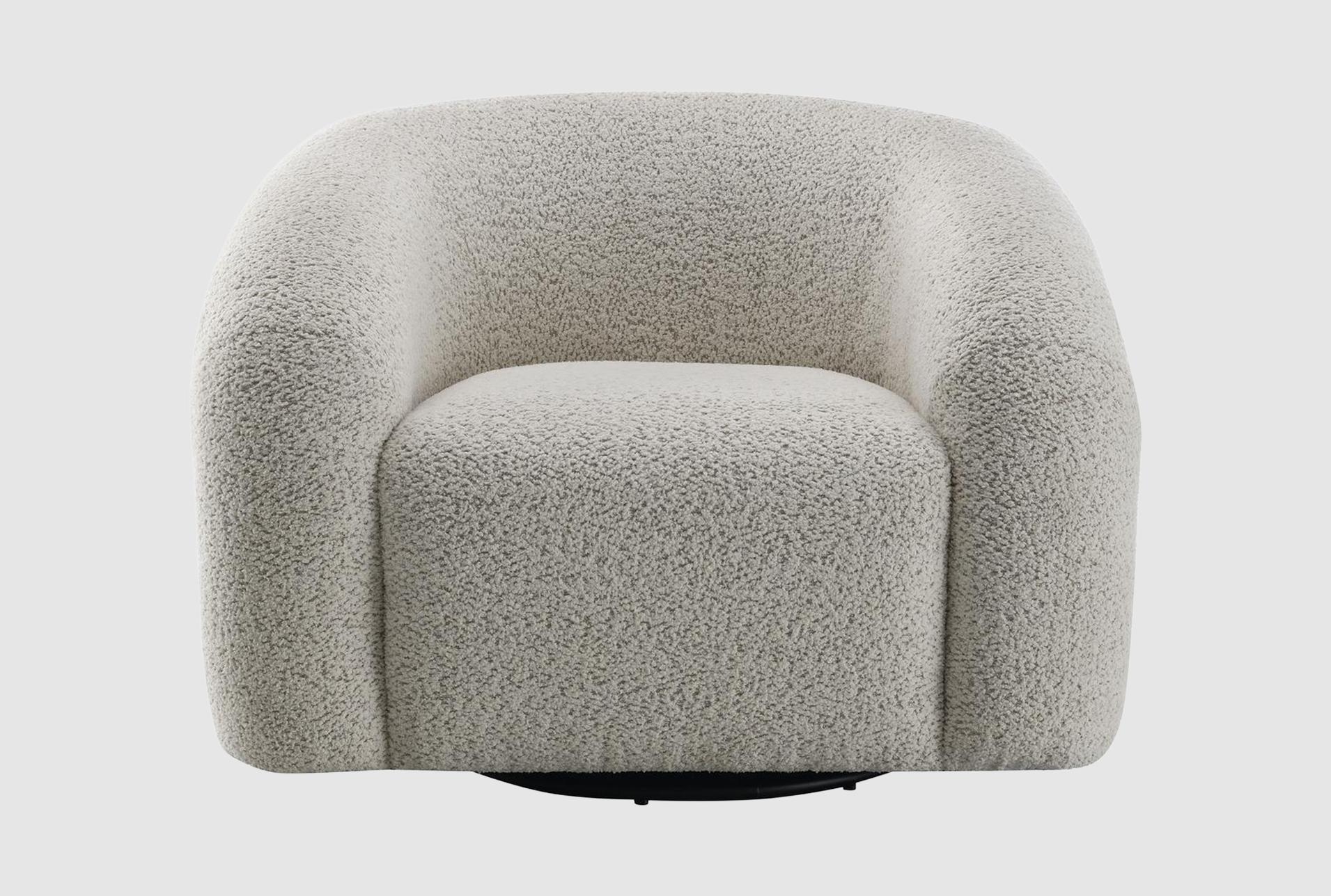 irma grey boucle fabric wood swivel arm chair | with arms | curved 1 irma grey boucle fabric wood swivel arm chair | with arms | curved