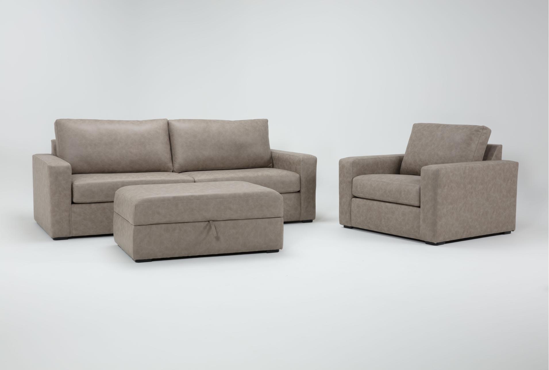 araceli ii taupe beige brown vegan faux leather 3 piece 95" queen sleeper sofa oversized chair & ottoman set 1 araceli ii taupe beige brown vegan faux leather 3 piece 95" queen sleeper sofa oversized chair & ottoman set