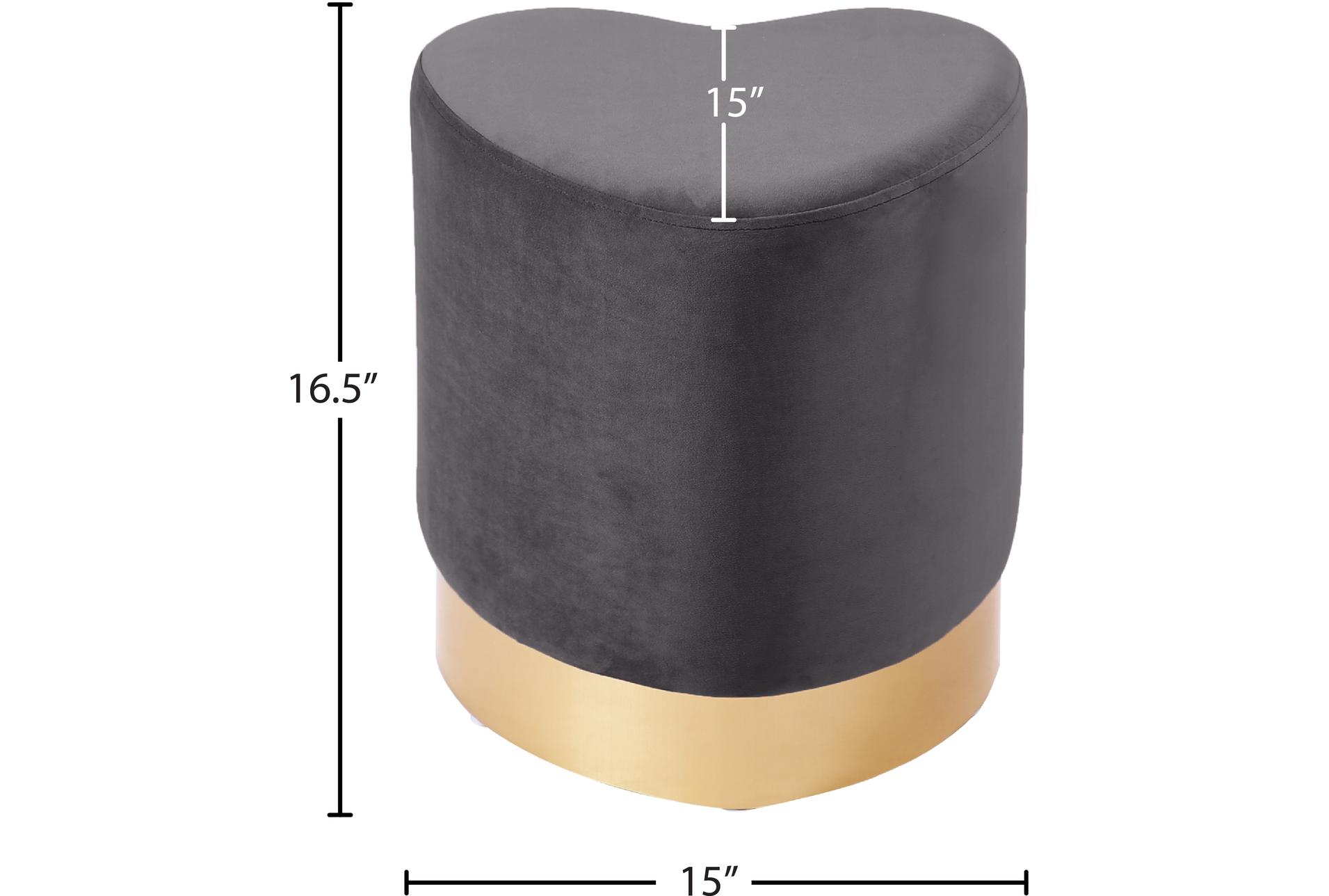 heart grey velvet upholstered ottoman/stool 6 heart grey velvet upholstered ottoman/stool