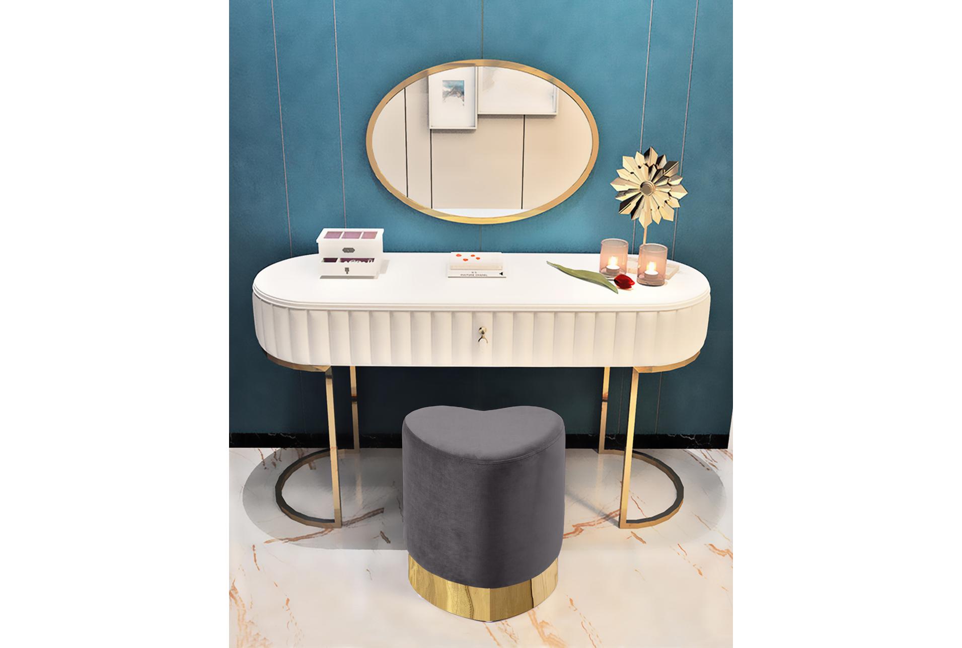 heart grey velvet upholstered ottoman/stool 8 heart grey velvet upholstered ottoman/stool
