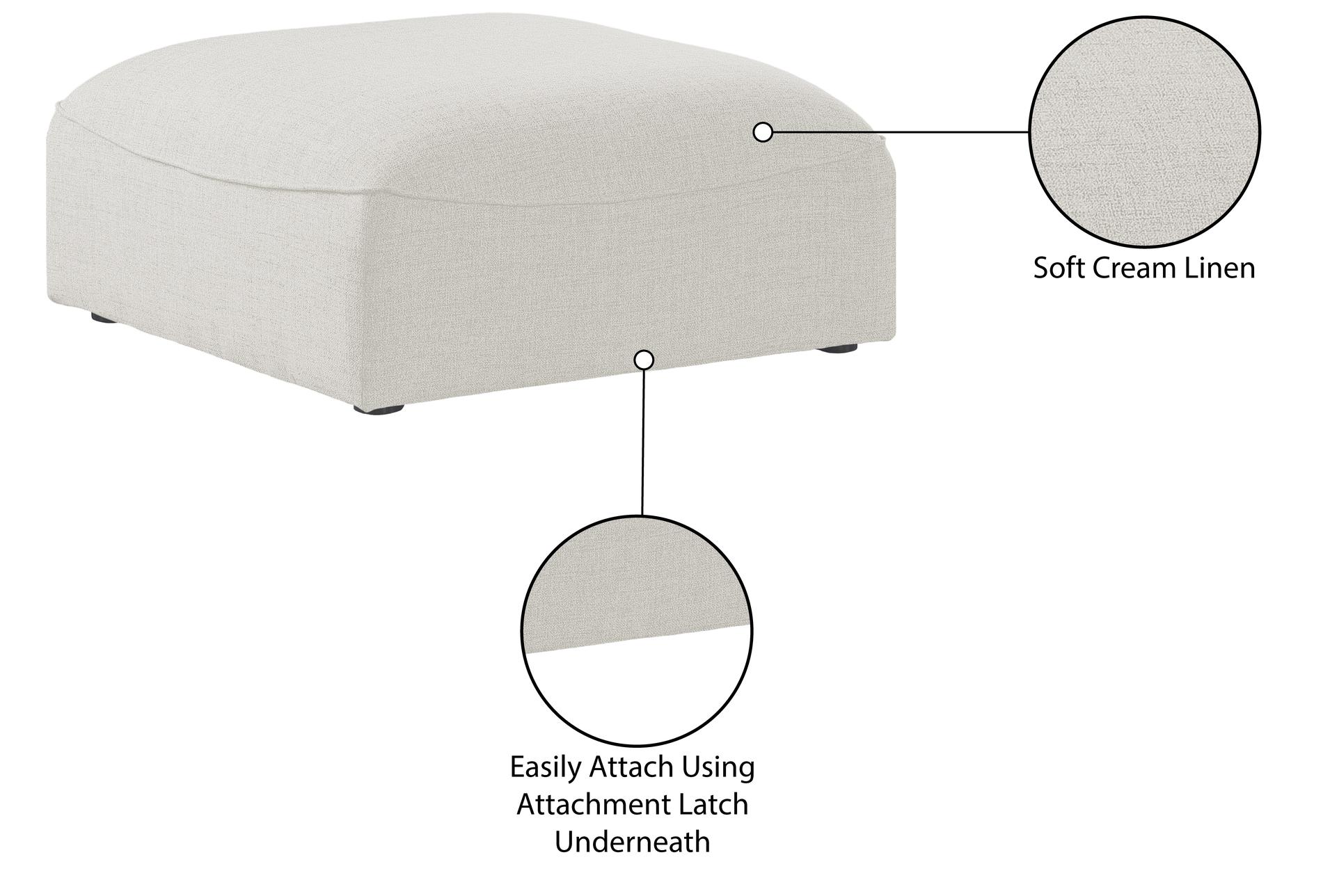 miramar cream white durable linen textured fabric upholstered modular ottoman | square 11 miramar cream white durable linen textured fabric upholstered modular ottoman | square