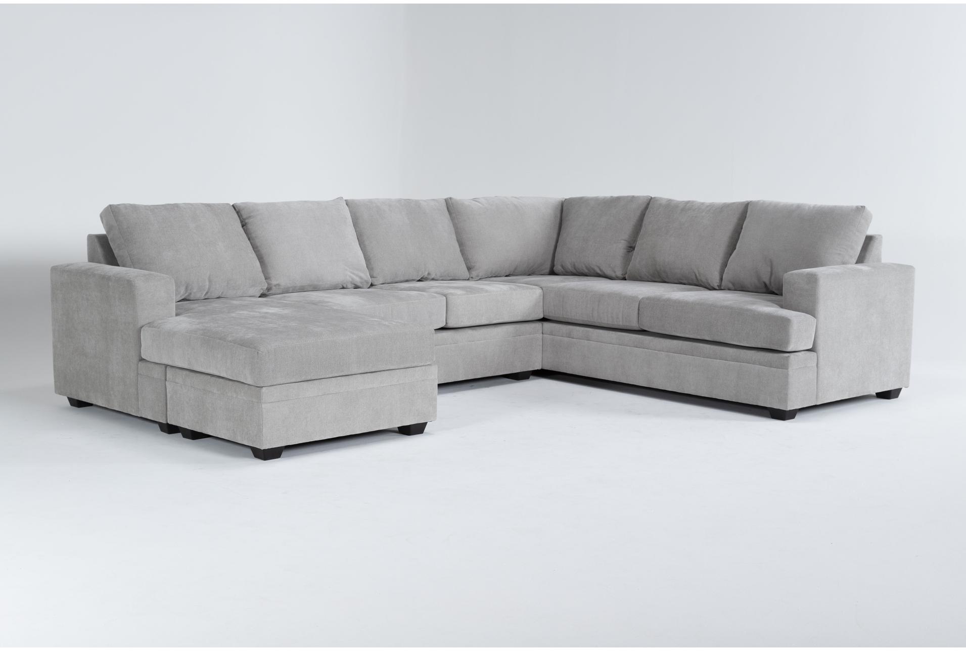 bonaterra dove grey fabric 127" 2 piece u-shaped sectional with left arm facing sofa chaise | track arms 1 bonaterra dove grey fabric 127" 2 piece u-shaped sectional with left arm facing sofa chaise | track arms