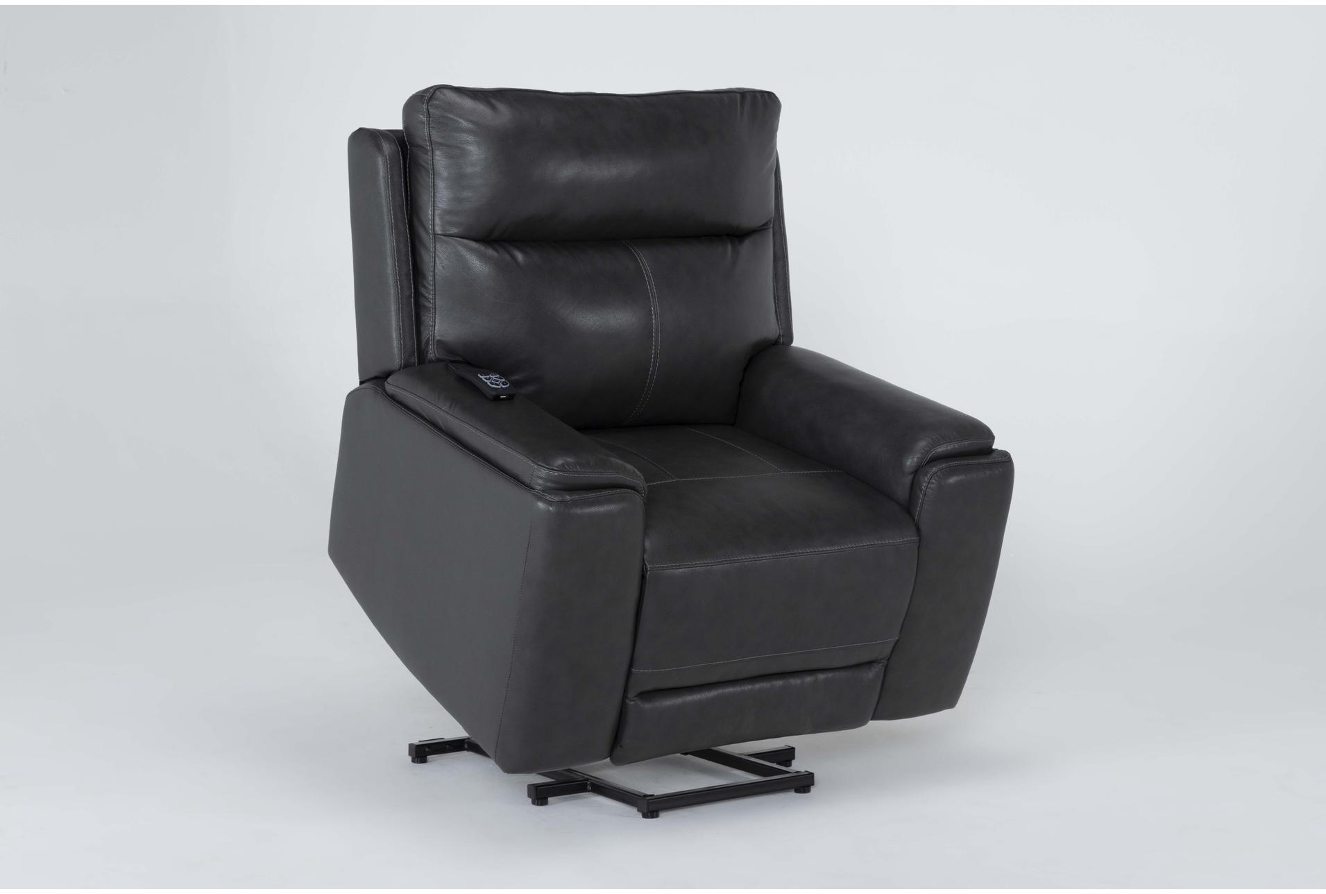 buckley grey leather oversized power dual motor lift recliner with power headrest & usb | wallaway 13 buckley grey leather oversized power dual motor lift recliner with power headrest & usb | wallaway