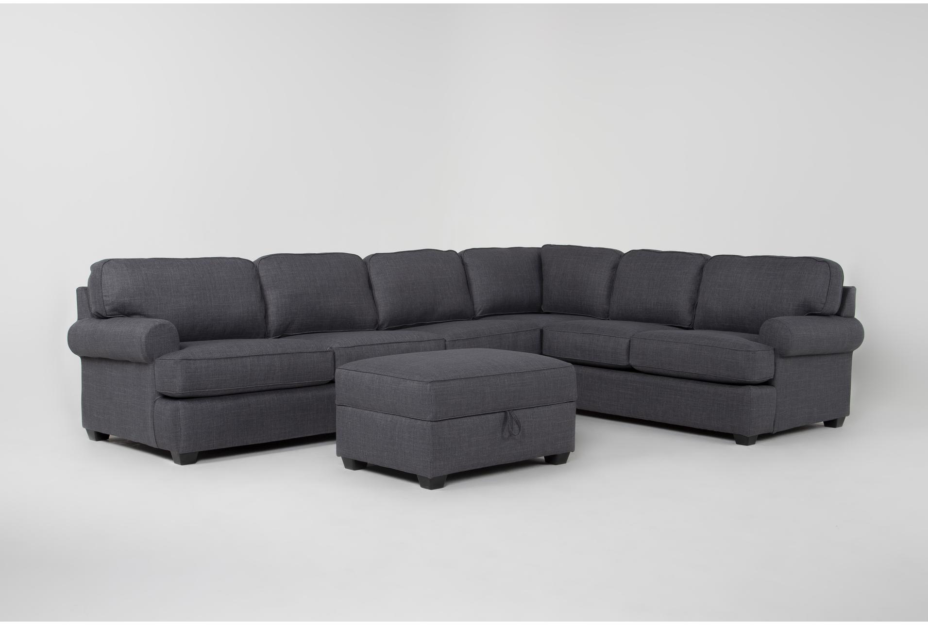 hampstead ii blue 140" 2 piece sectional with left arm facing sofa & ottoman | loose reversible back 1 hampstead ii blue 140" 2 piece sectional with left arm facing sofa & ottoman | loose reversible back