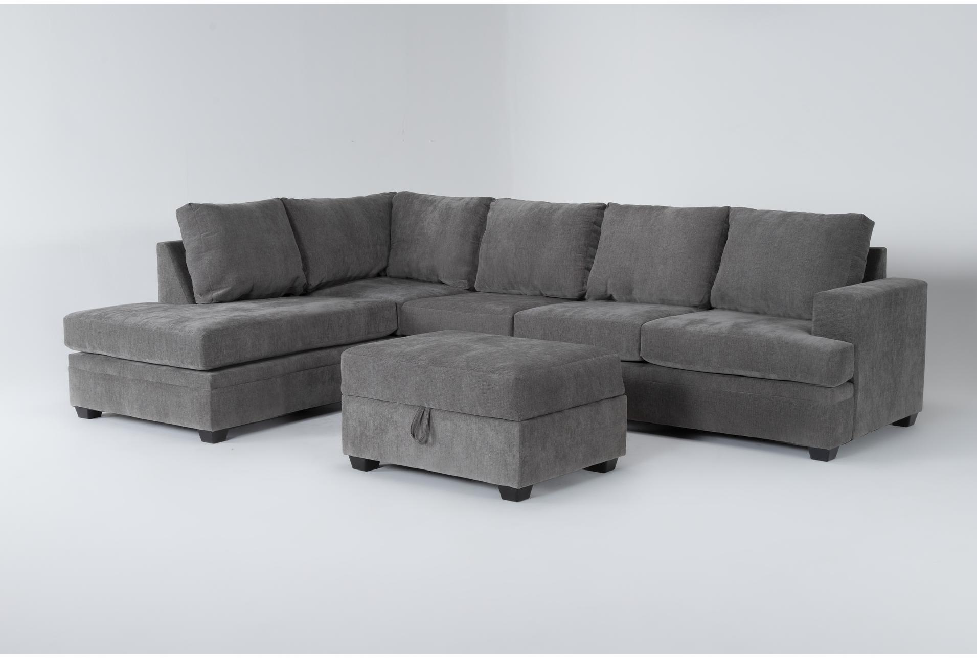 bonaterra charcoal grey fabric 127" 2 piece l-shaped sectional with left arm facing corner chaise & storage ottoman 1 bonaterra charcoal grey fabric 127" 2 piece l-shaped sectional with left arm facing corner chaise & storage ottoman