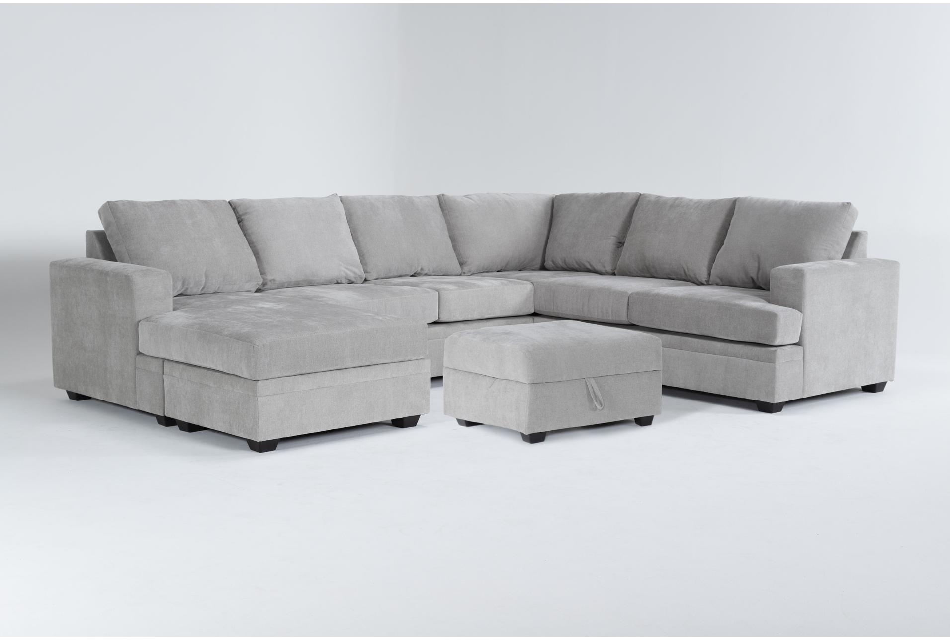 bonaterra dove grey fabric 127" 2 piece u-shaped sectional with left arm facing queen memory foam sleeper sofa bed chaise & storage ottoman 1 bonaterra dove grey fabric 127" 2 piece u-shaped sectional with left arm facing queen memory foam sleeper sofa bed chaise & storage ottoman