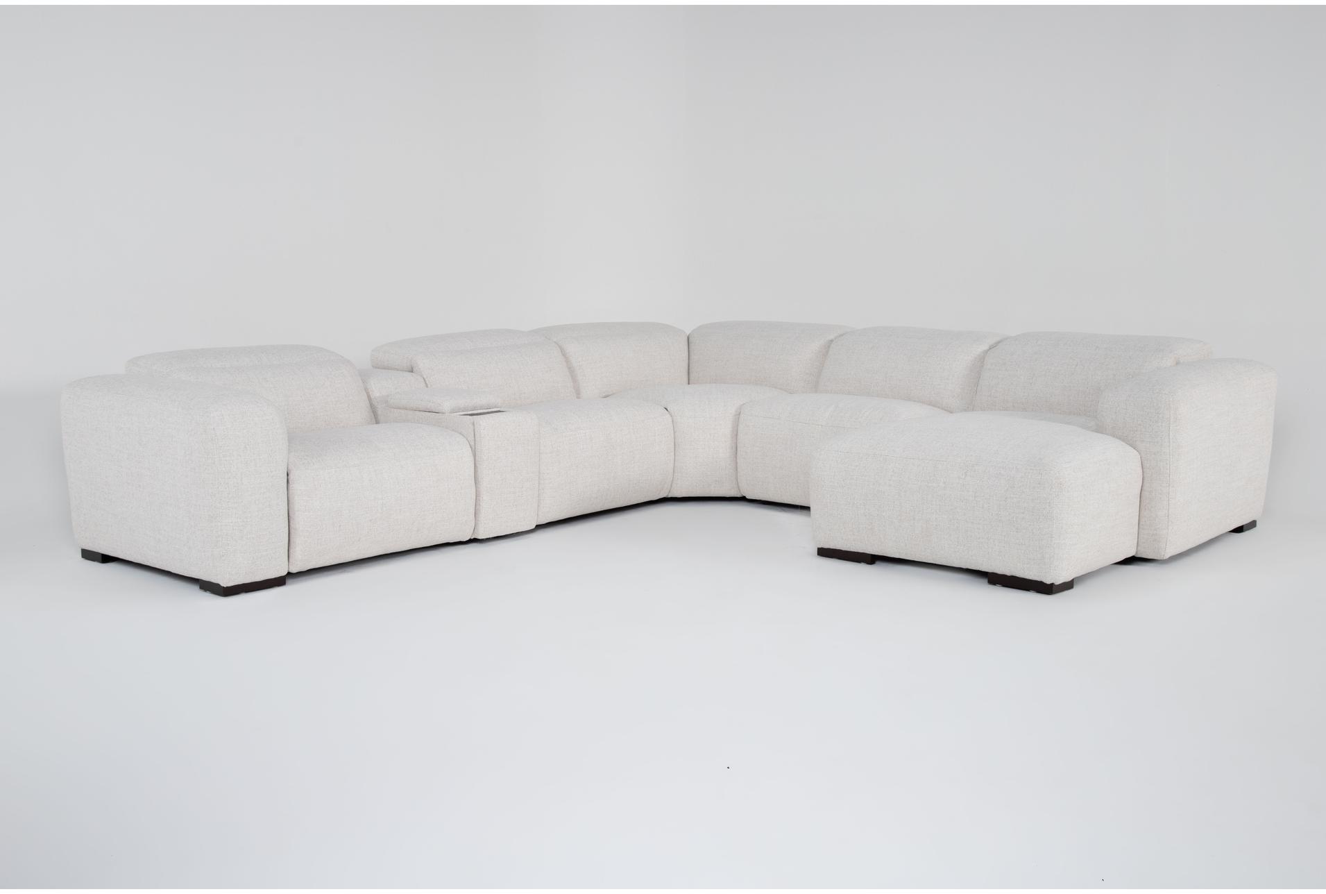 morro bay ii beige 144" 6 piece power reclining u-shaped modular sectional with right arm facing chaise power headrest wireless charging storage pop out cupholders & usb 12 morro bay ii beige 144" 6 piece power reclining u-shaped modular sectional with right arm facing chaise power headrest wireless charging storage pop out cupholders & usb