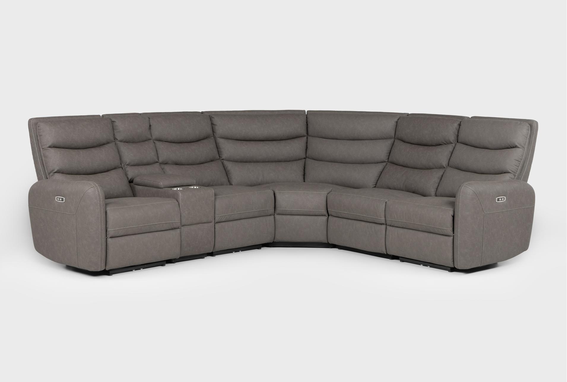 casimir charcoal 6 piece fabric 106" power reclining sectional with console & usb 1 casimir charcoal 6 piece fabric 106" power reclining sectional with console & usb