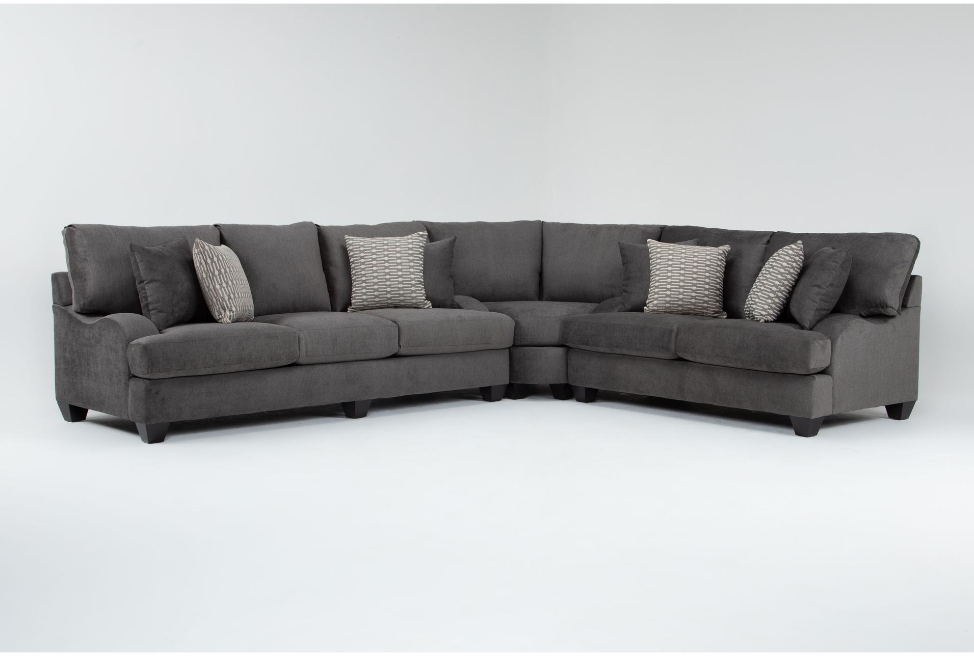sierra foam charcoal grey 143" fabric 3 piece sectional 1 sierra foam charcoal grey 143" fabric 3 piece sectional
