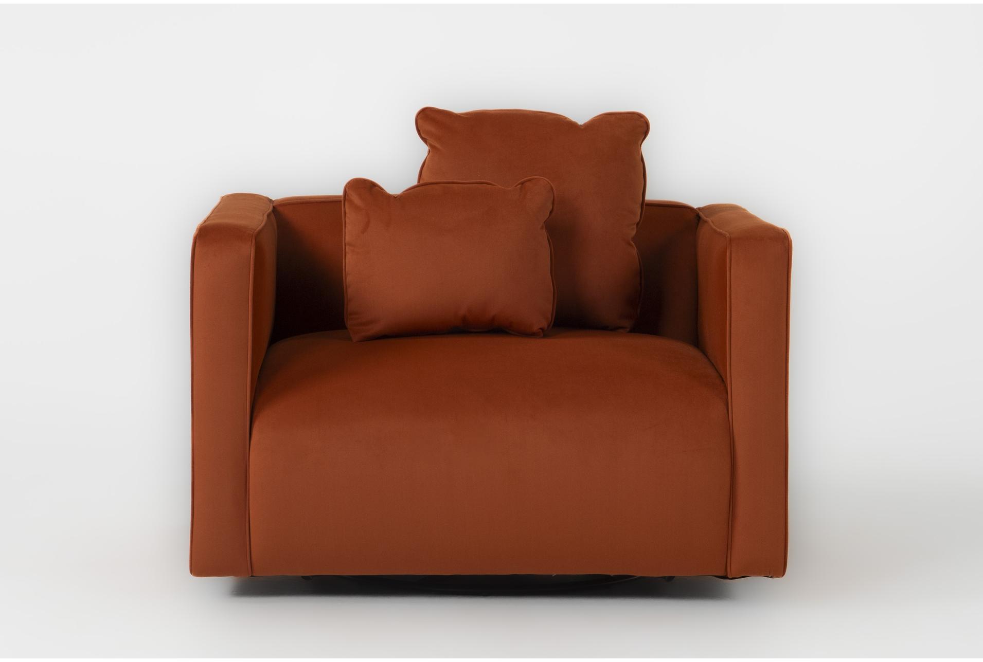 tao burnt sienna orange velvet 45" swivel arm chair | fabric 1 tao burnt sienna orange velvet 45" swivel arm chair | fabric
