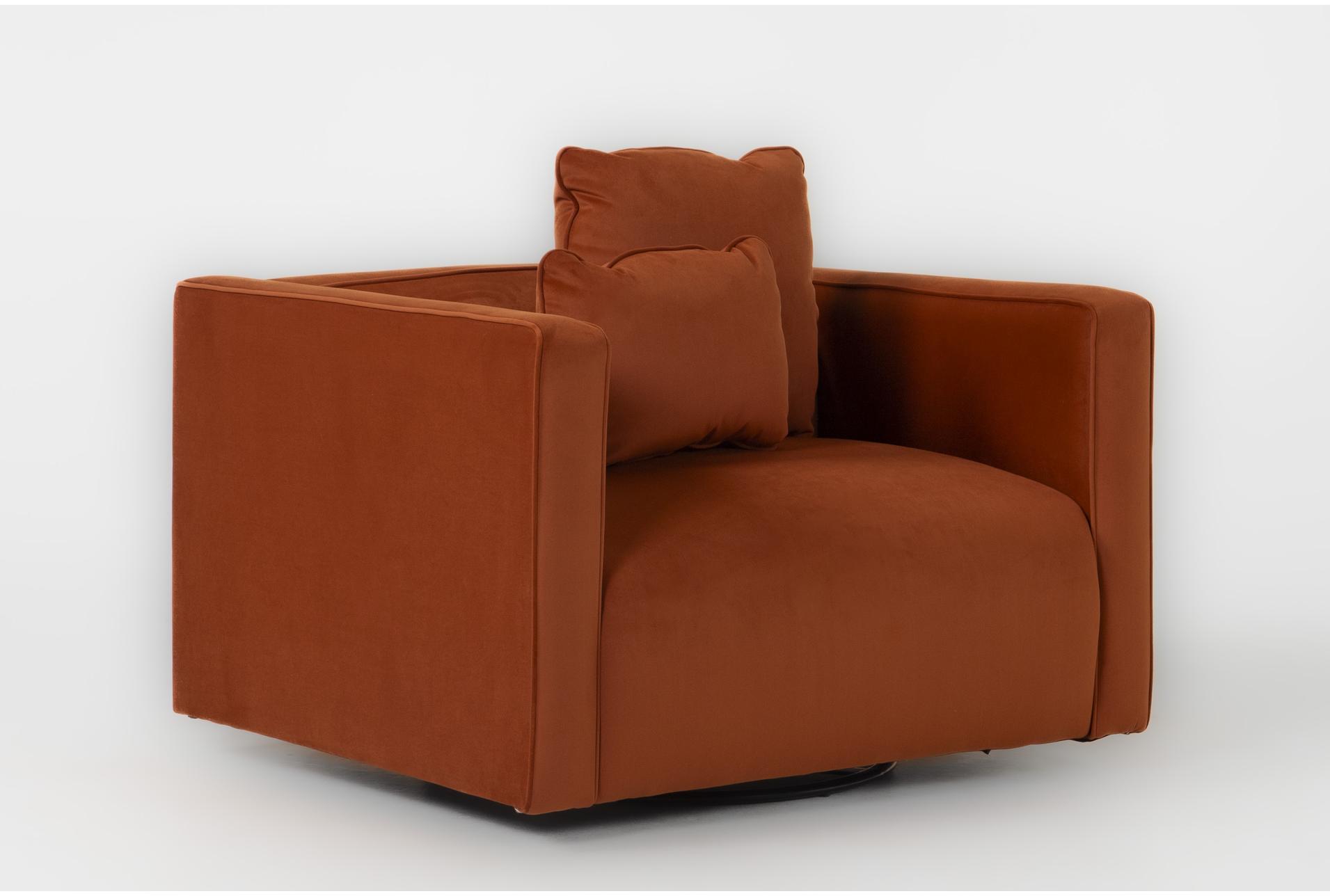 tao burnt sienna orange velvet 45" swivel arm chair | fabric 8 tao burnt sienna orange velvet 45" swivel arm chair | fabric