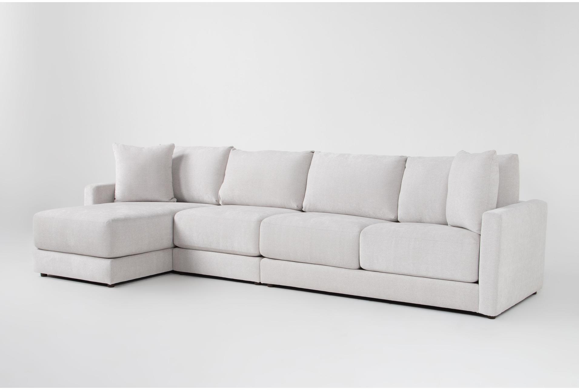 alicia greige grey chenille 138" 3 piece sectional with left arm facing chaise | reversible | fabric 1 alicia greige grey chenille 138" 3 piece sectional with left arm facing chaise | reversible | fabric
