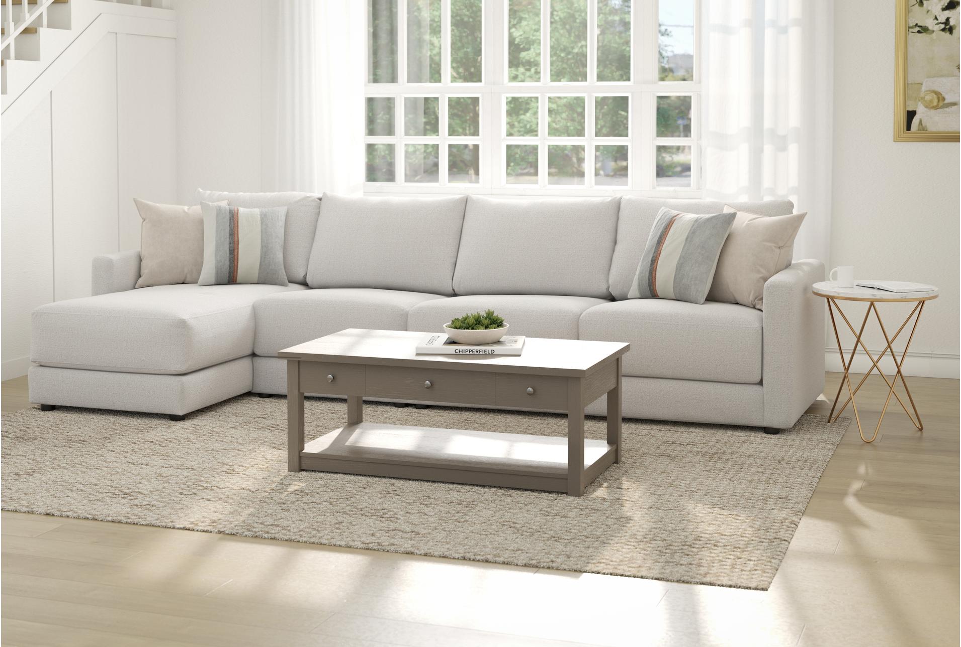 alicia greige grey chenille 138" 3 piece sectional with left arm facing chaise | reversible | fabric 14 alicia greige grey chenille 138" 3 piece sectional with left arm facing chaise | reversible | fabric