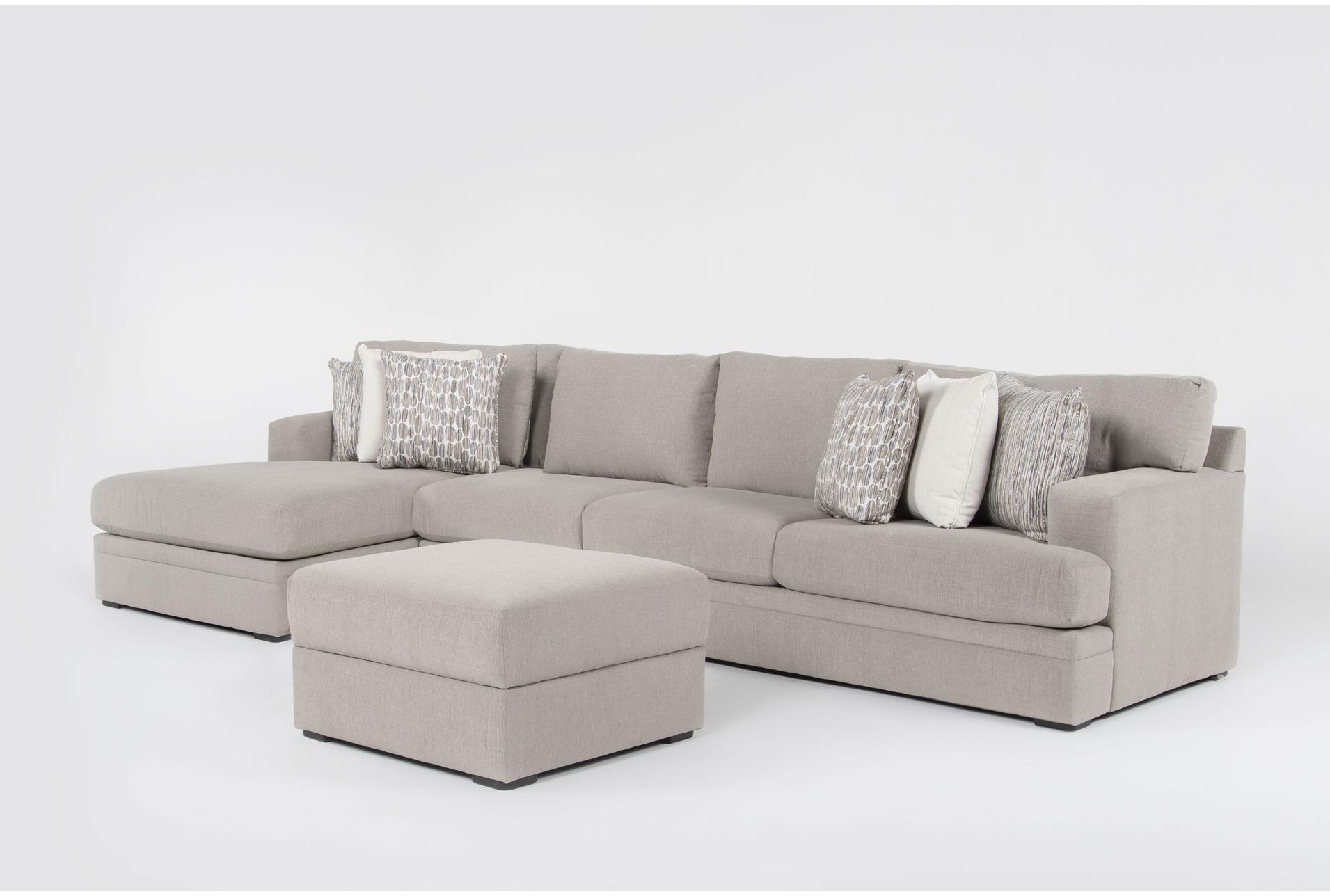 anacapa cement grey 140" 3 piece sectional with left arm facing chaise & ottoman 1 anacapa cement grey 140" 3 piece sectional with left arm facing chaise & ottoman