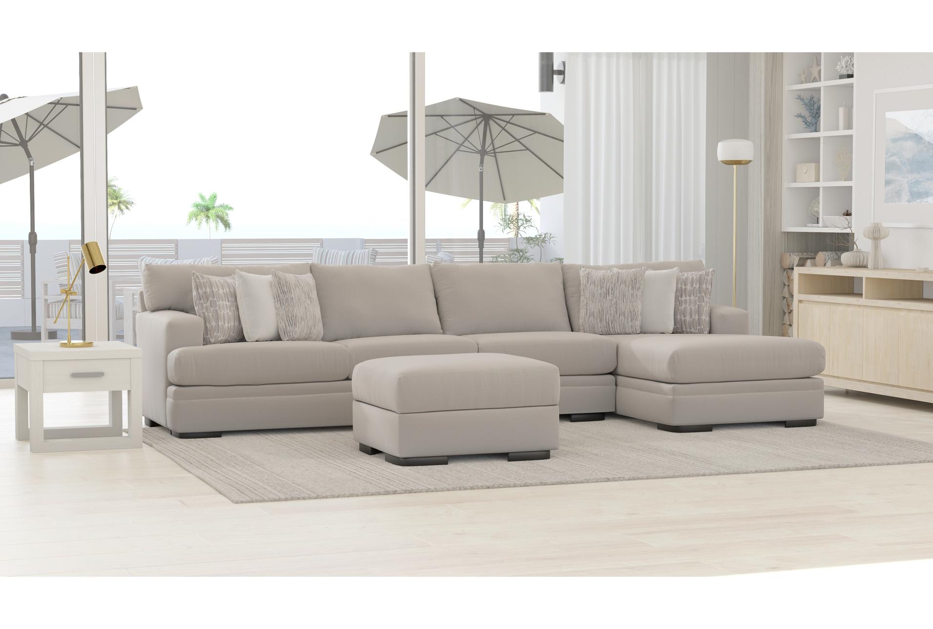 anacapa cement grey 140" 3 piece sectional with left arm facing chaise & ottoman 12 anacapa cement grey 140" 3 piece sectional with left arm facing chaise & ottoman
