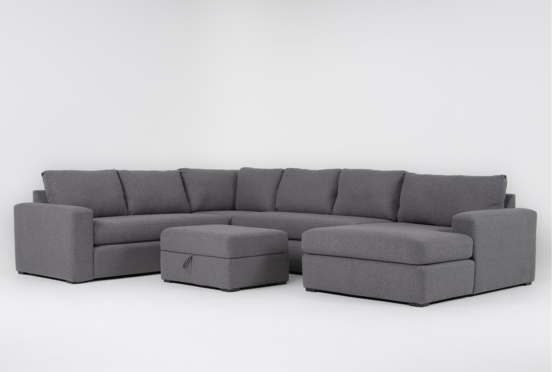isabella ii charcoal 146" 4 piece sectional with right arm facing chaise & ottoman 1 isabella ii charcoal 146" 4 piece sectional with right arm facing chaise & ottoman