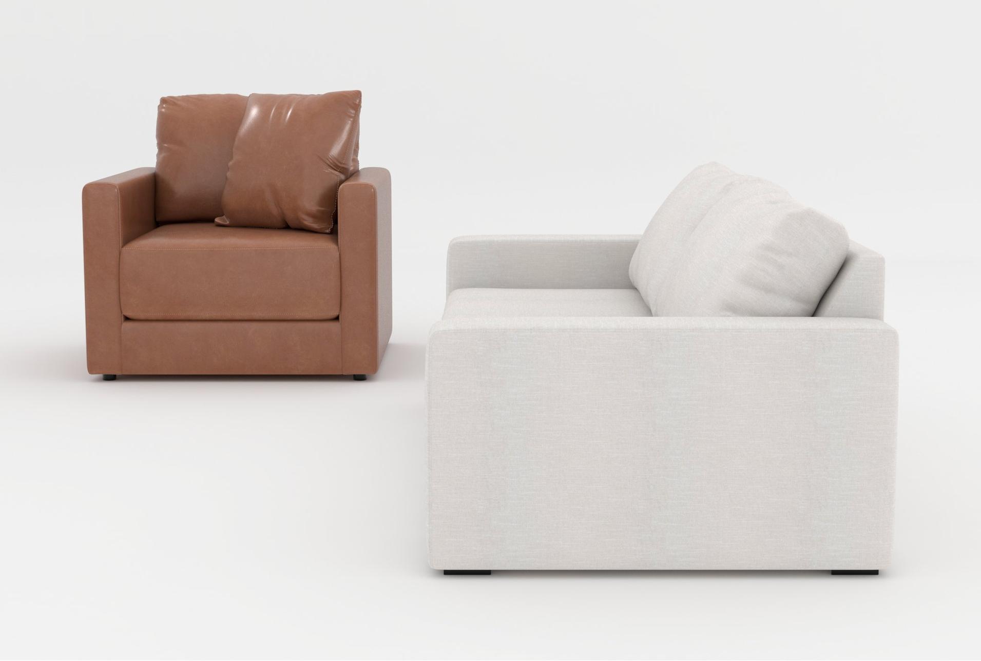araceli ii sand beige fabric 86" sofa|alicia saddle brown vegan faux leather 40" chair 14 araceli ii sand beige fabric 86" sofa|alicia saddle brown vegan faux leather 40" chair