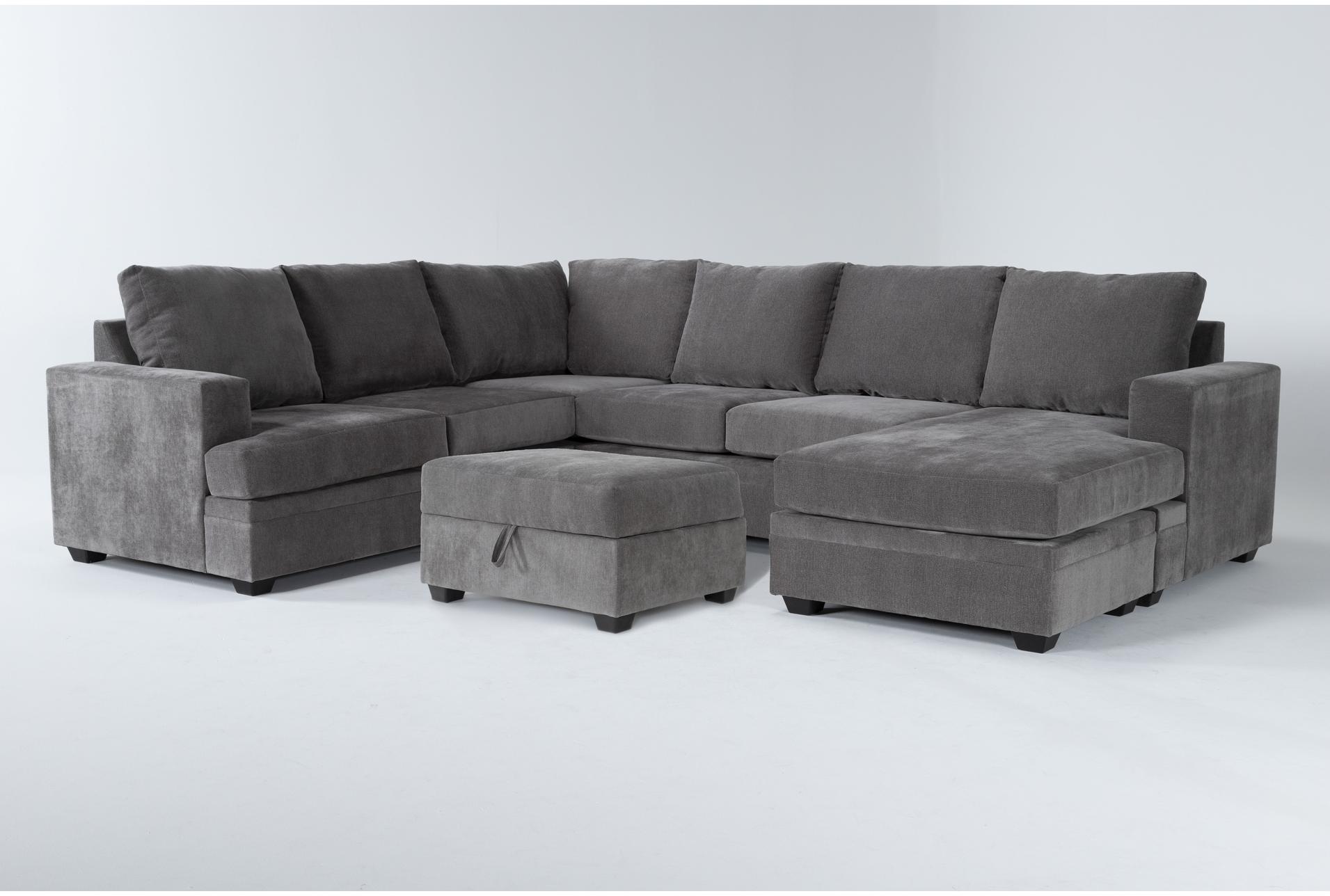 bonaterra charcoal grey fabric 127" 2 piece u-shaped sectional with right arm facing sofa chaise & storage ottoman 1 bonaterra charcoal grey fabric 127" 2 piece u-shaped sectional with right arm facing sofa chaise & storage ottoman