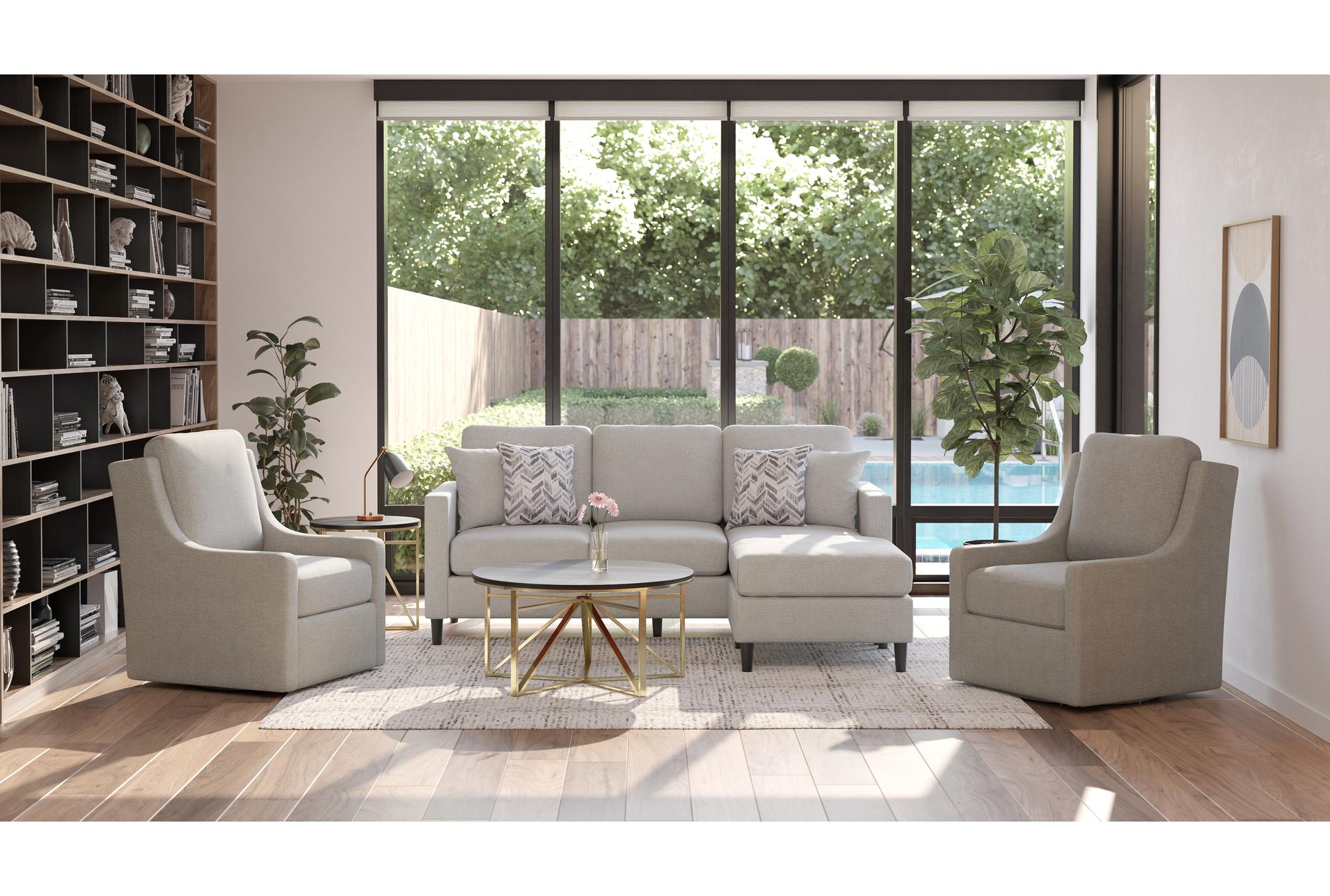 stark light grey fabric sofa withreversible chaise & 2 light grey fabric swivel arm chairs 14 stark light grey fabric sofa withreversible chaise & 2 light grey fabric swivel arm chairs