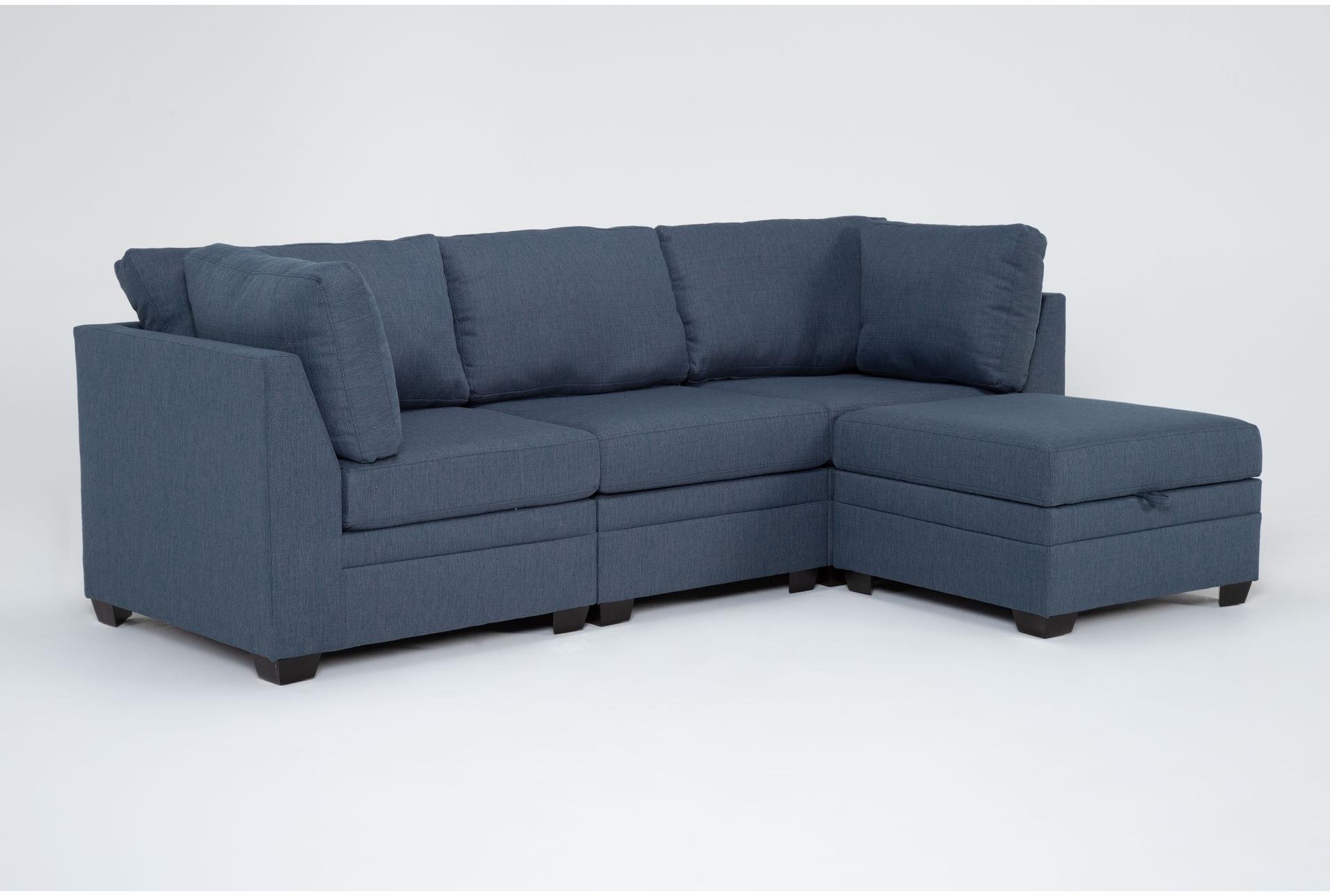 solimar denim blue fabric 4 piece modular sofa & storage ottoman 1 solimar denim blue fabric 4 piece modular sofa & storage ottoman