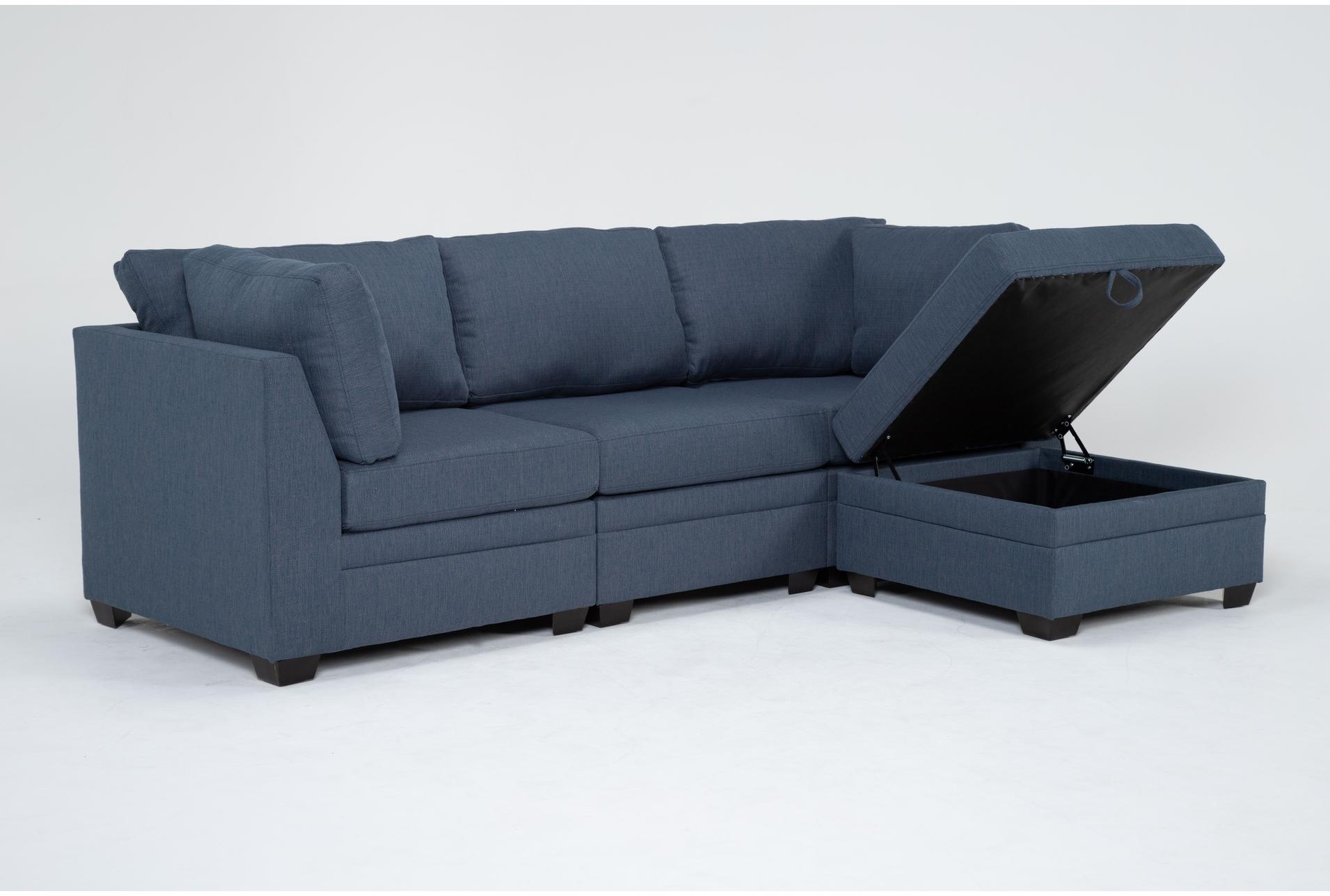 solimar denim blue fabric 4 piece modular sofa & storage ottoman 7 solimar denim blue fabric 4 piece modular sofa & storage ottoman