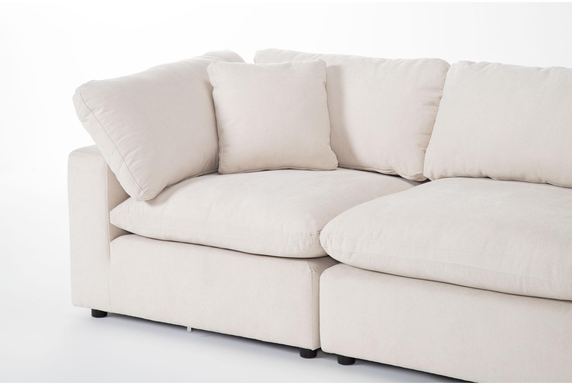 zone cream white fabric 124" 3 piece modular sofa | armless | loose reversible back 9 zone cream white fabric 124" 3 piece modular sofa | armless | loose reversible back