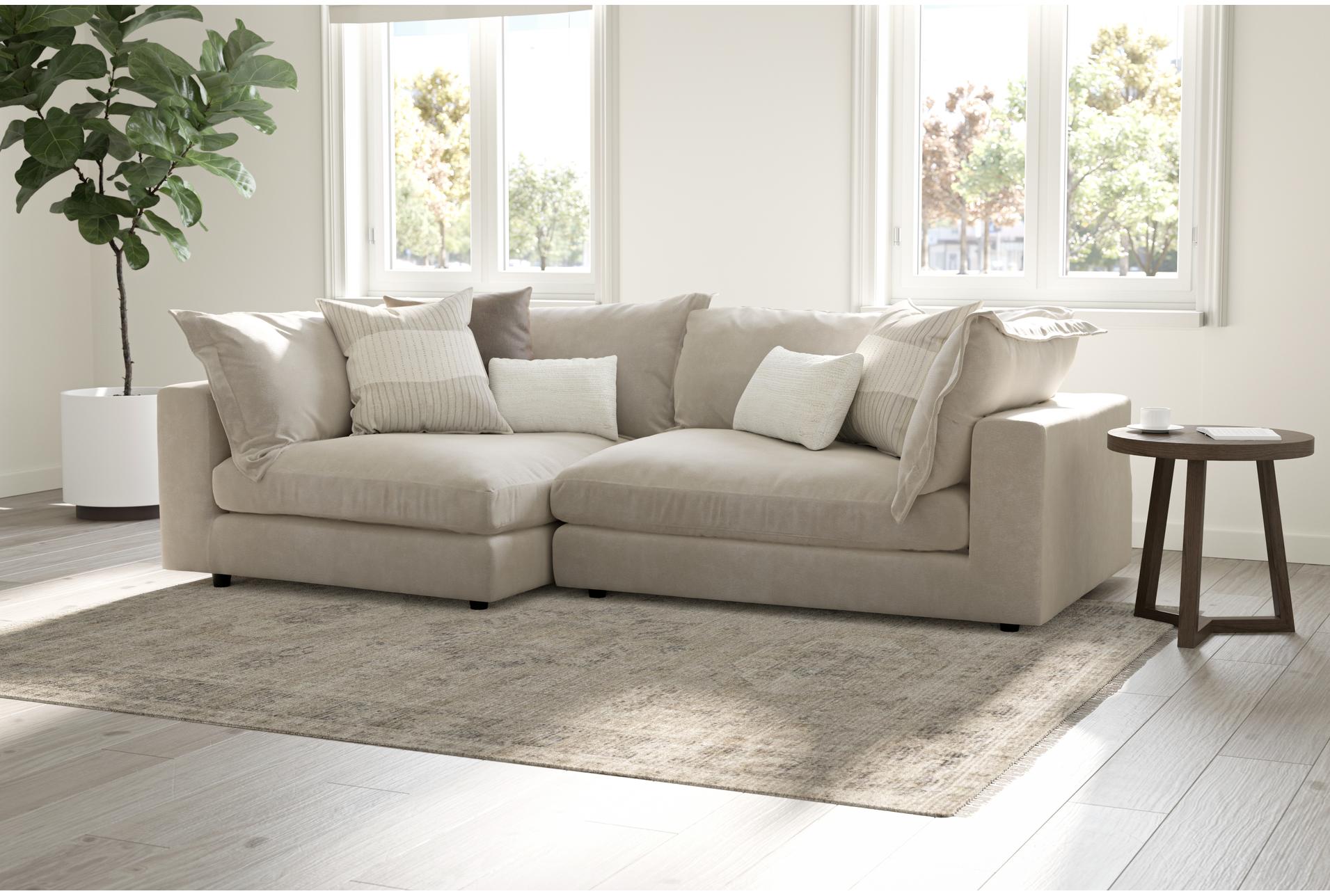 supreme lounger beige cobblestone fabric 108" 2 piece oversized modular l-shaped sectional with left arm facing chaise 8 supreme lounger beige cobblestone fabric 108" 2 piece oversized modular l-shaped sectional with left arm facing chaise