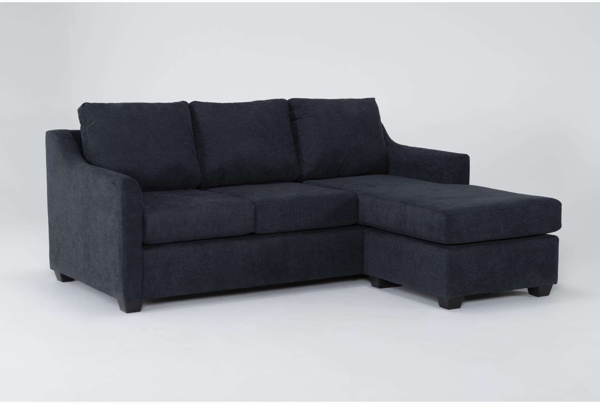 porthos midnight blue fabric 80" queen memory foam sleeper sofa bed with reversible chaise | loose reversible back 1 porthos midnight blue fabric 80" queen memory foam sleeper sofa bed with reversible chaise | loose reversible back