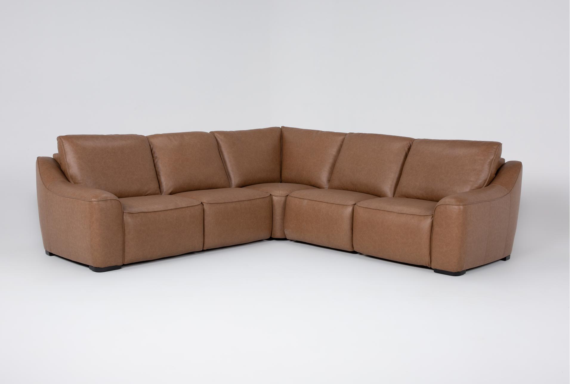 ryker 5 piece brown natural leather power reclining modular sectional with armless chair armless recliner power headrest | adjustable headrests 1 ryker 5 piece brown natural leather power reclining modular sectional with armless chair armless recliner power headrest | adjustable headrests