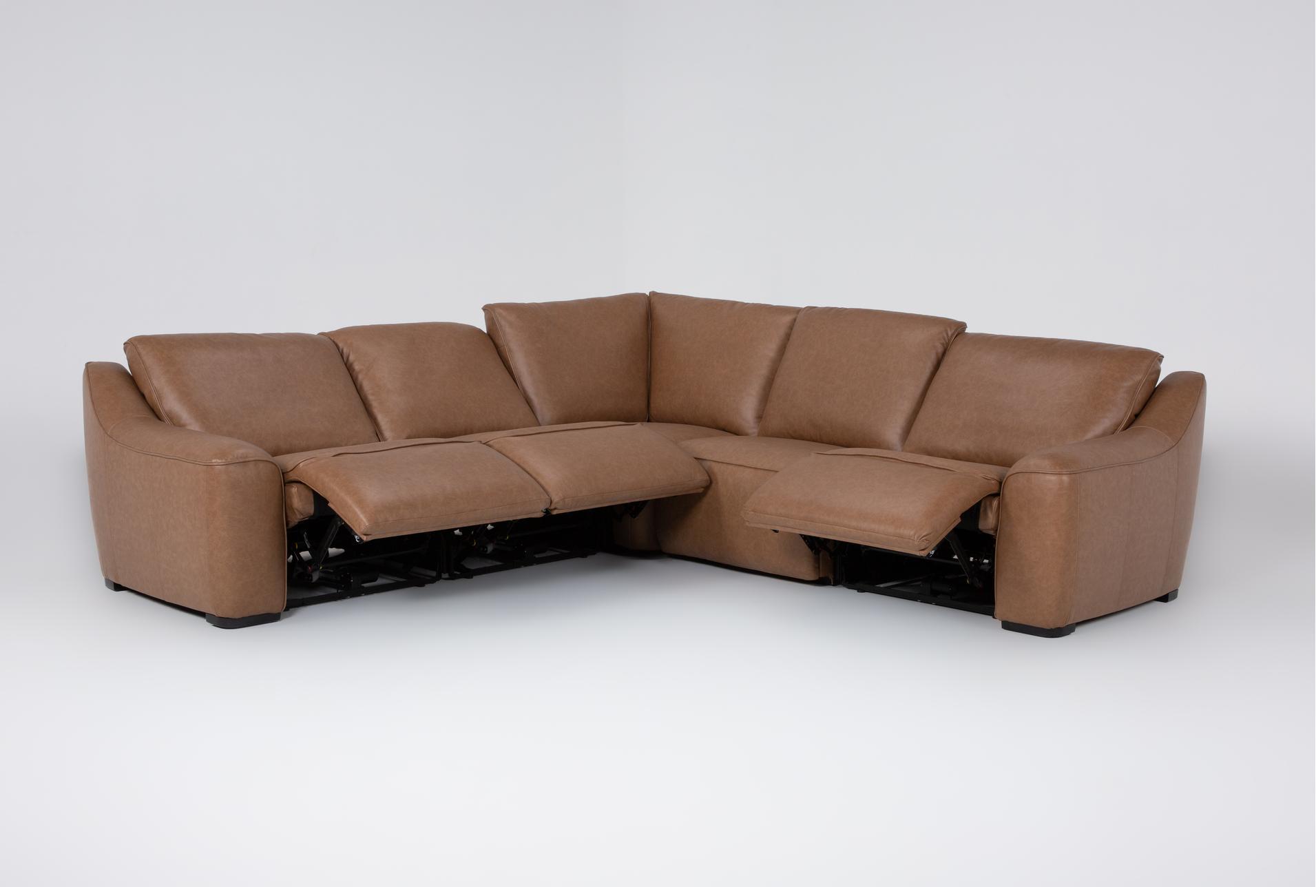 ryker 5 piece brown natural leather power reclining modular sectional with armless chair armless recliner power headrest | adjustable headrests 12 ryker 5 piece brown natural leather power reclining modular sectional with armless chair armless recliner power headrest | adjustable headrests