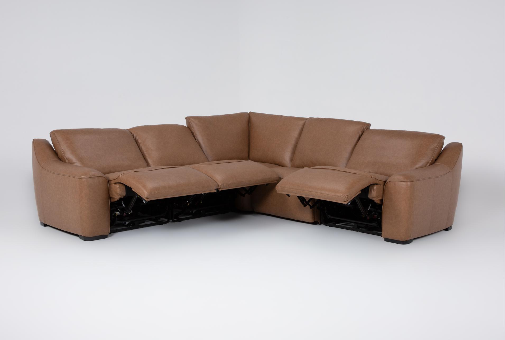 ryker 5 piece brown natural leather power reclining modular sectional with armless chair armless recliner power headrest | adjustable headrests 13 ryker 5 piece brown natural leather power reclining modular sectional with armless chair armless recliner power headrest | adjustable headrests