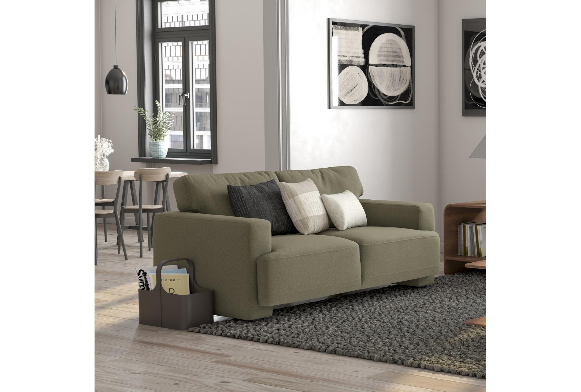milan green velvet fabric loveseat | track arms 14 milan green velvet fabric loveseat | track arms