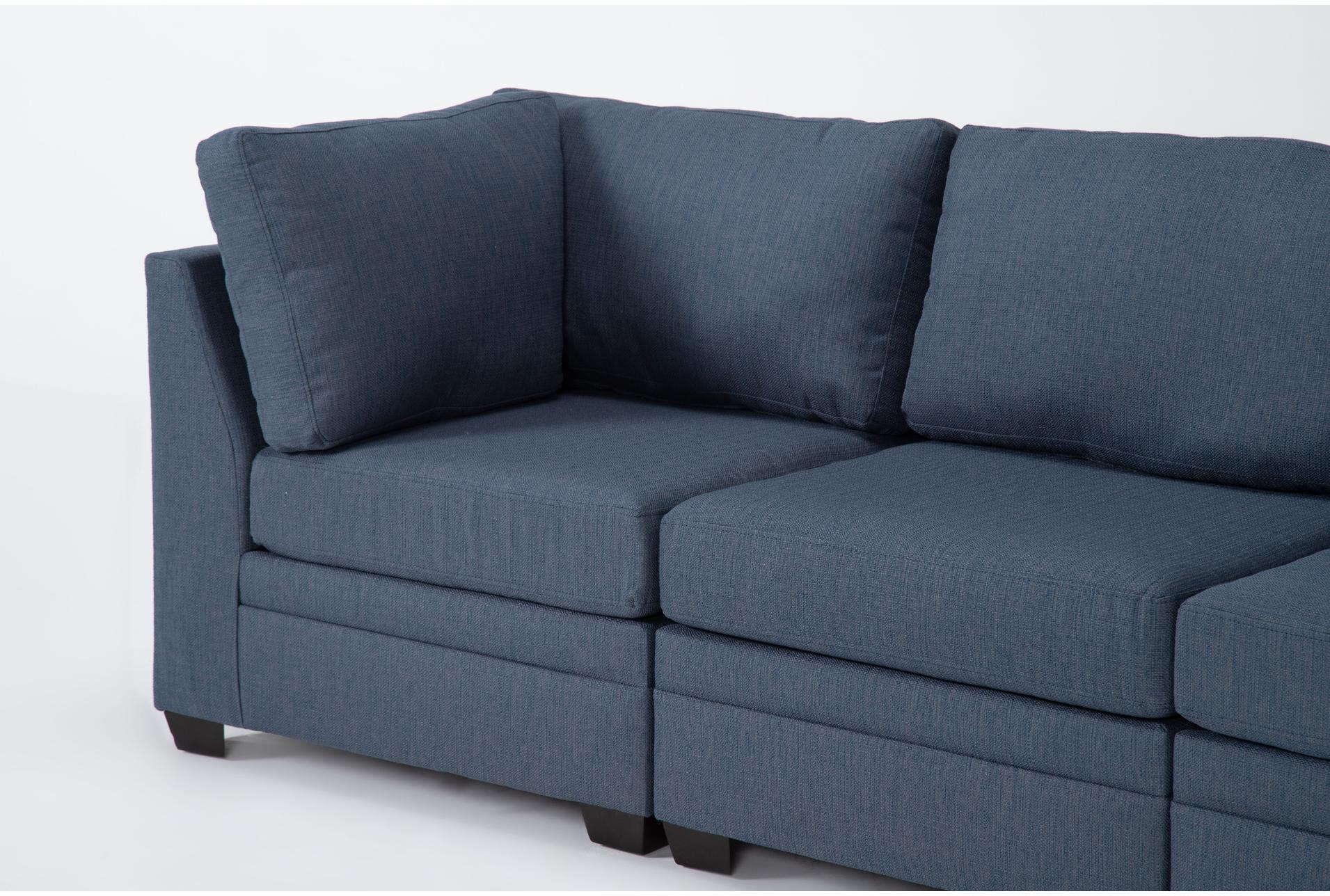 solimar denim blue fabric 6 piece modular l-shaped sectional with 3 corners & 3 armless chairs 5 solimar denim blue fabric 6 piece modular l-shaped sectional with 3 corners & 3 armless chairs