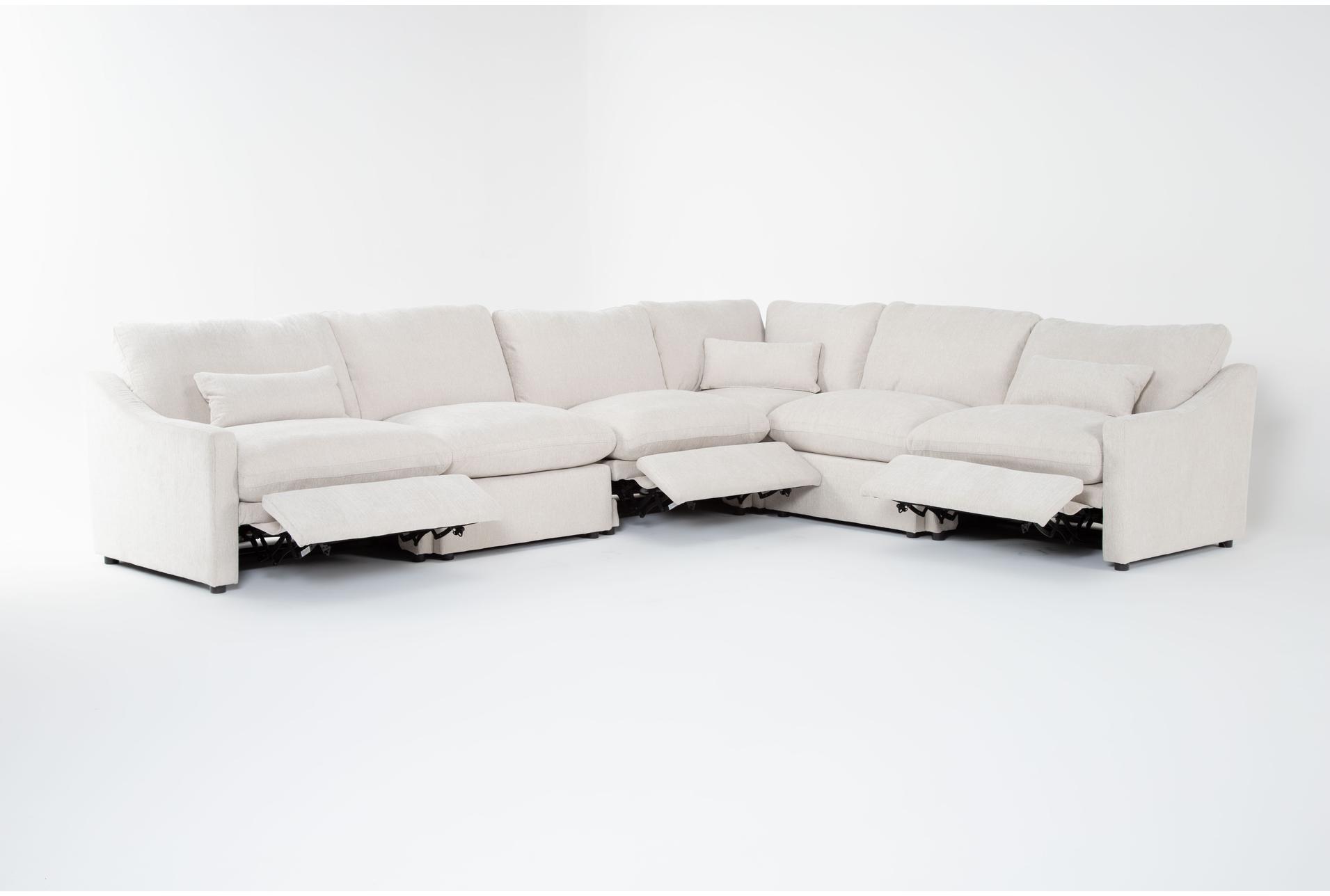 kennedy cream beige ivory 159" 6 piece power reclining l-shaped modular sectional with 3 power recliners & usb | reversible | fabric 9 kennedy cream beige ivory 159" 6 piece power reclining l-shaped modular sectional with 3 power recliners & usb | reversible | fabric
