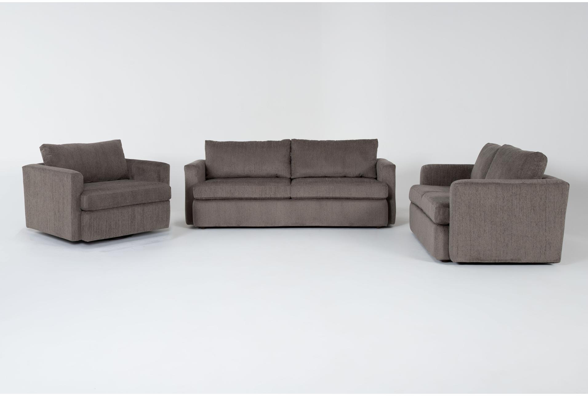 basil grey brown fabric 3 piece sofa love & swivel cuddler set 1 basil grey brown fabric 3 piece sofa love & swivel cuddler set