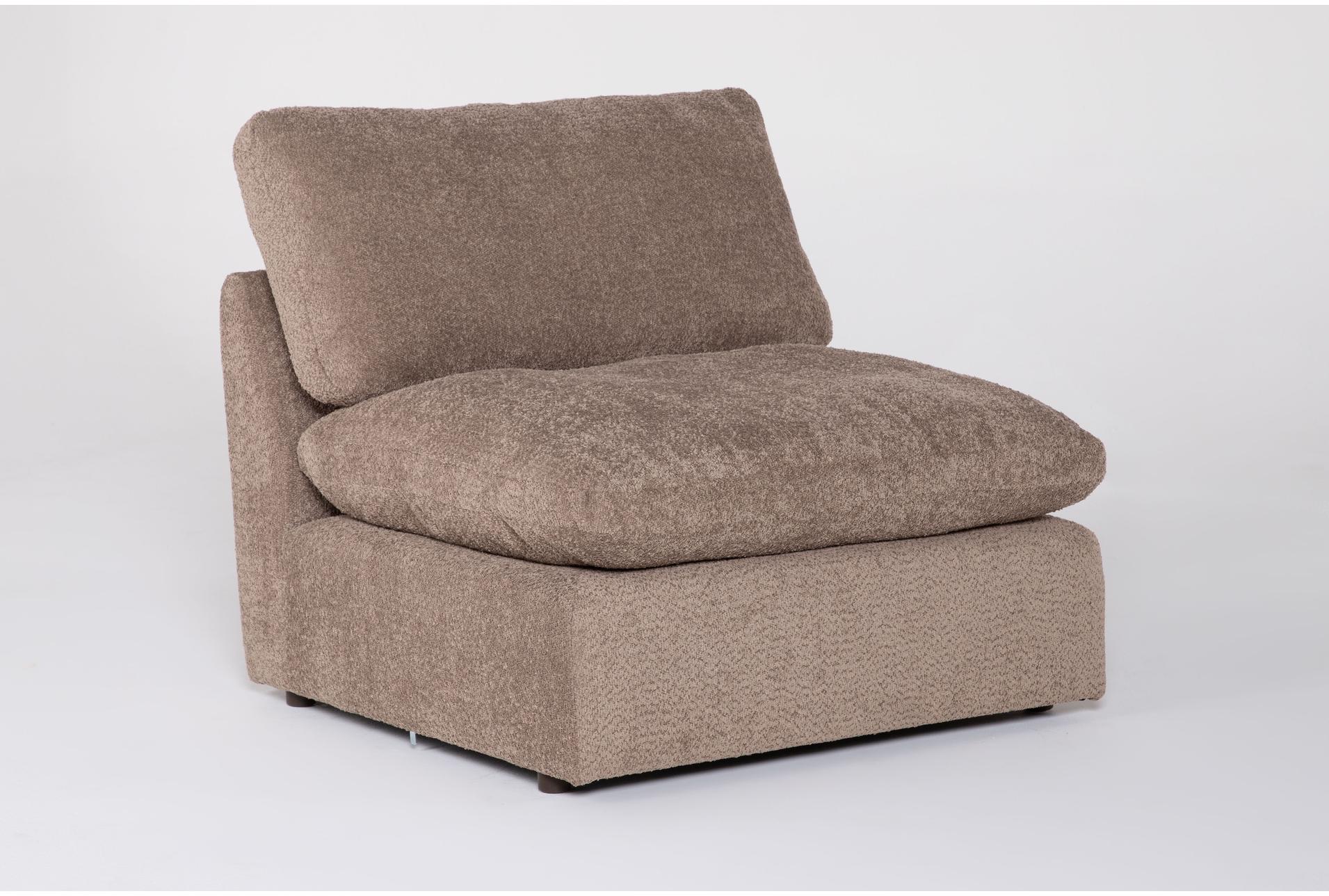 aaliyah brown mink armless chair | fabric | solid | modular | loose reversible back