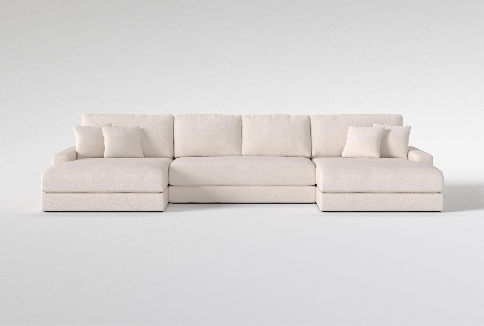 sawyer ii 173" fabric white beige boucle 3 piece sectional with double oversized chaise | reversible 1 sawyer ii 173" fabric white beige boucle 3 piece sectional with double oversized chaise | reversible