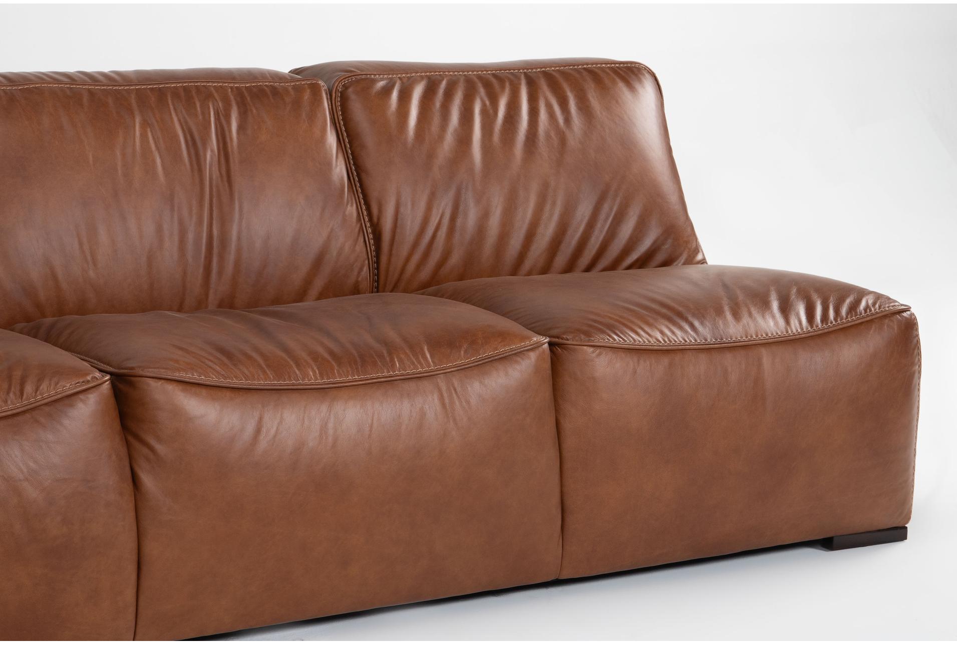 burton honey brown natural leather 132" 3 piece modular l-shaped sectional | reversible | deep seated | armless 7 burton honey brown natural leather 132" 3 piece modular l-shaped sectional | reversible | deep seated | armless