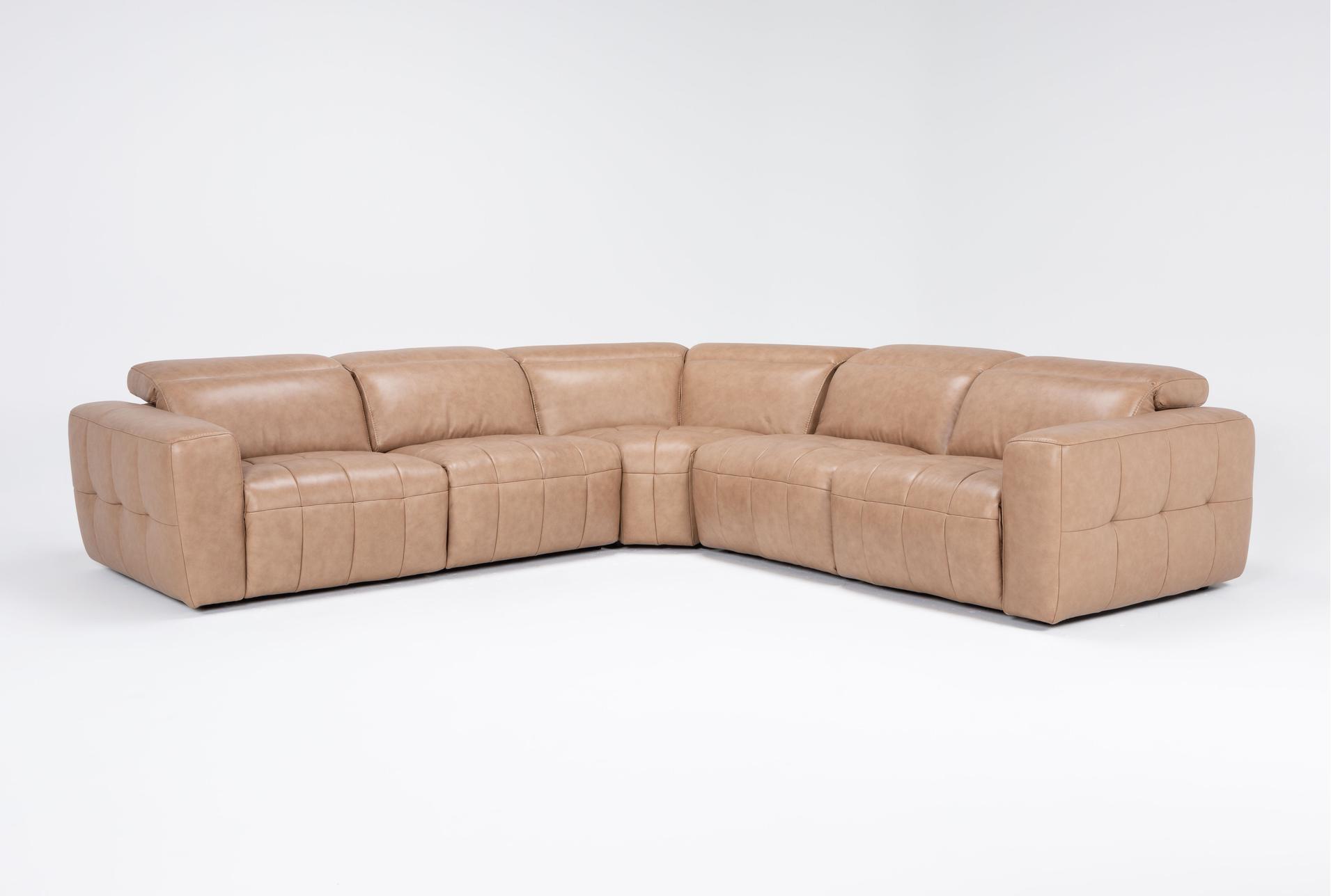 miles brown orange leather 121" 5 piece power reclining modular sectional | adjustable headrests | reversible | usb 1 miles brown orange leather 121" 5 piece power reclining modular sectional | adjustable headrests | reversible | usb